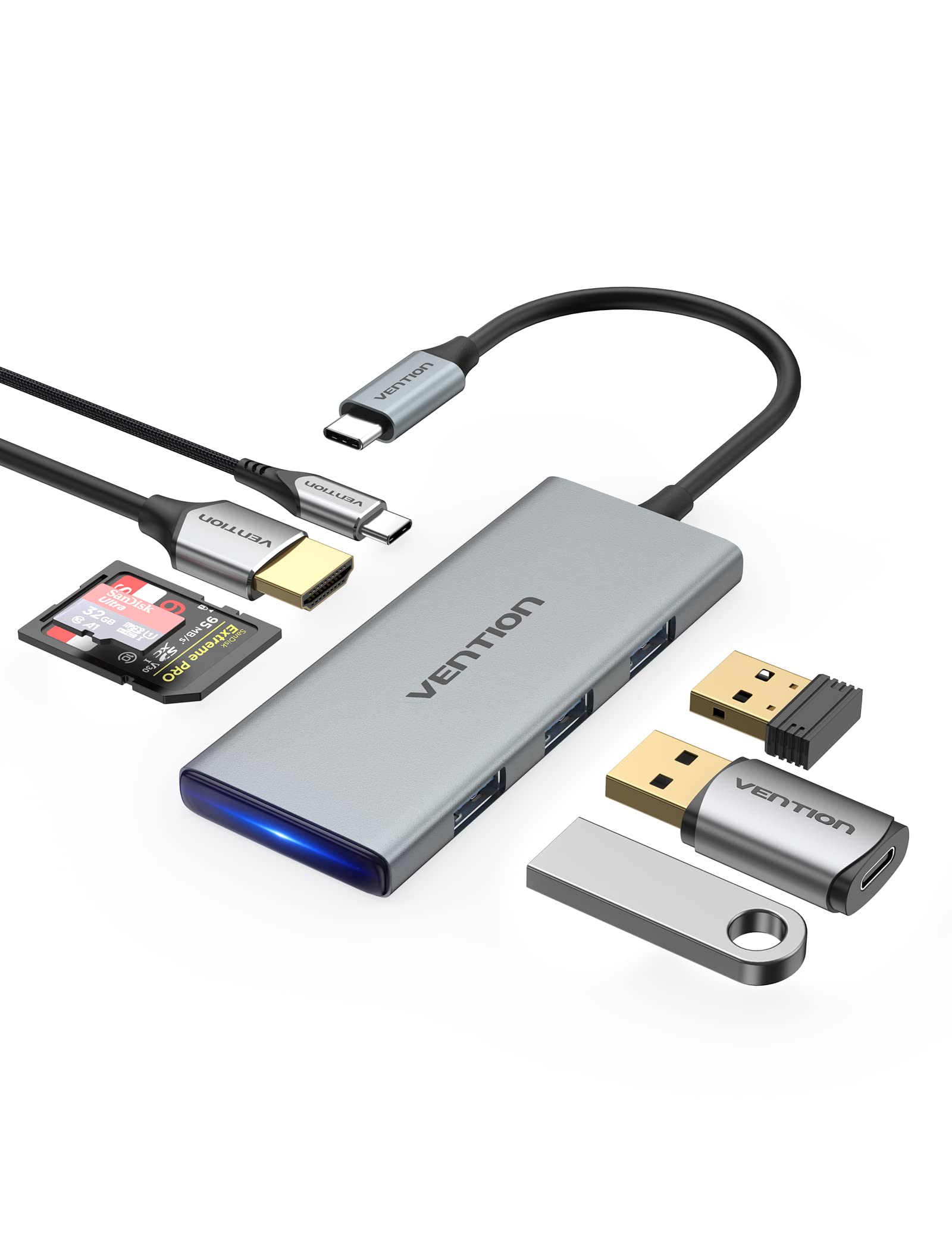 7-in-1 USB C Hub for MacBook Pro - 4K HDMI, 100W PD, USB 3.0 Ports, SD/TF Card Reader - Compatible with MacBook Air/Pro, iPad Pro, Surface, Dell XPS - Perfect for Home Office, Remote Work & Travel Accessories