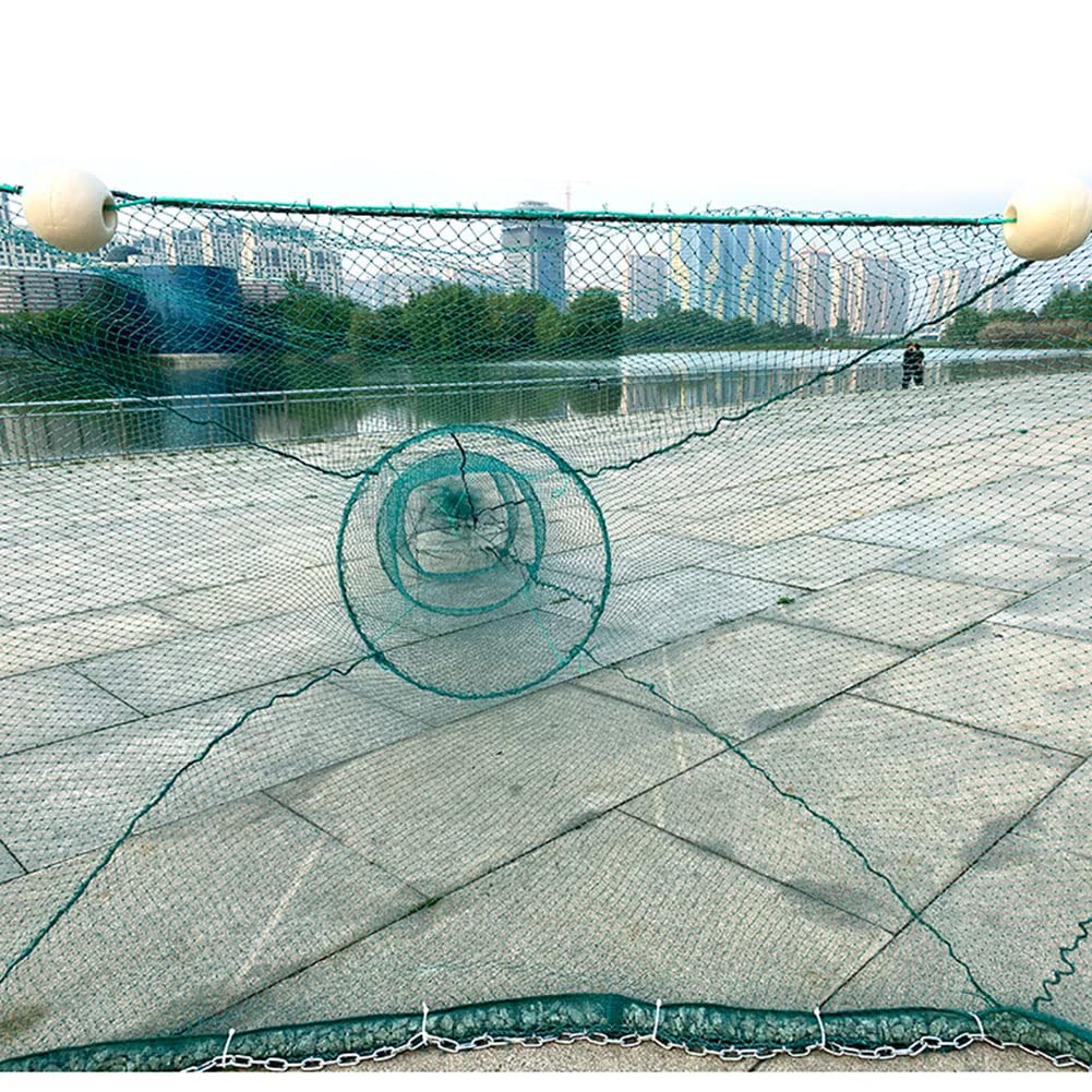 BDHXWCN Small Mesh Fishing Net Trap - Foldable Trawl Crab Cage with Iron Chain Floats for Crabs, Shrimp & Fish | Portable for Beach, Lake & River Fishing
