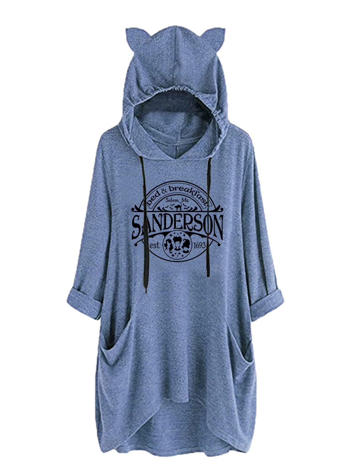 IOEGW Women's Sanderson Sisters Hoodie Dress - Funny Halloween Pullover with Pocket - Cozy Bed & Breakfast Outfit for Fall, Parties and Casual Wear