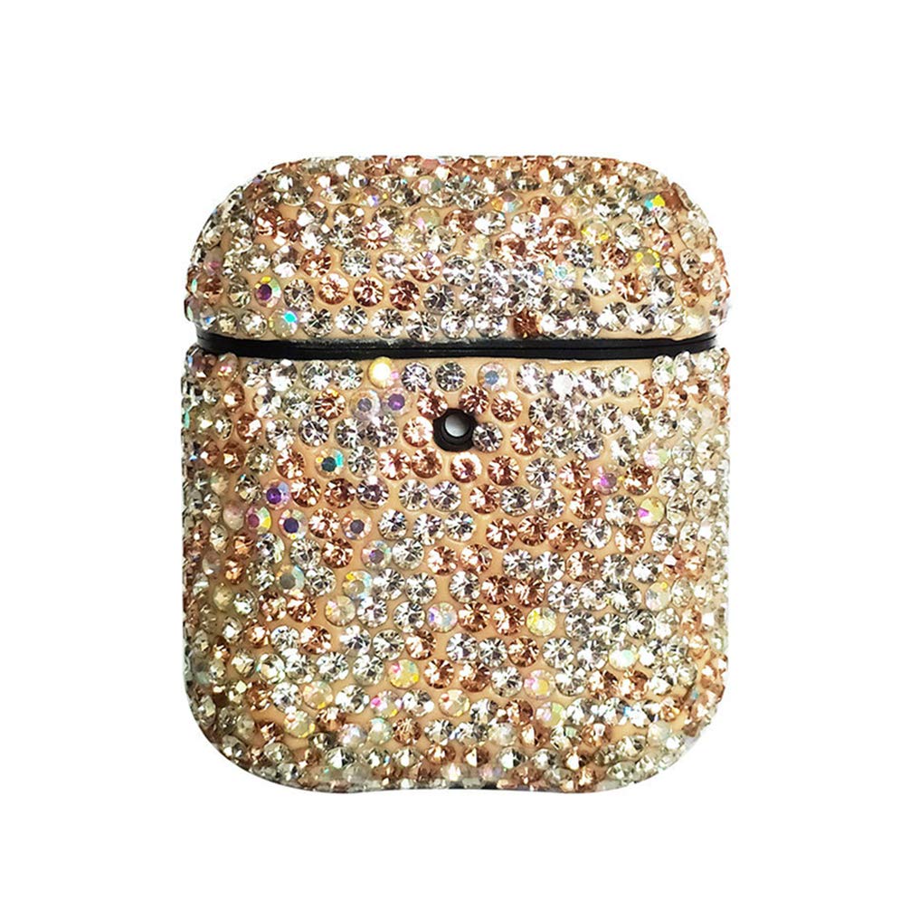 Luxury Rhinestone Wireless Earphone Cover - Protective Headset Case for AirPods & Earbuds, Stylish Orange Jewelry Design - Perfect for Travel, Workout & Daily Use