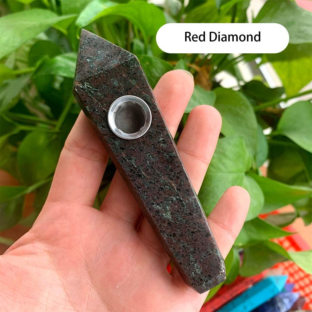 Natural Crystal Pipe with Metal Filter - Rose Quartz Healing Wand for Meditation, Relaxation & Energy Cleansing | Perfect for Reiki, Yoga & Spiritual Practices