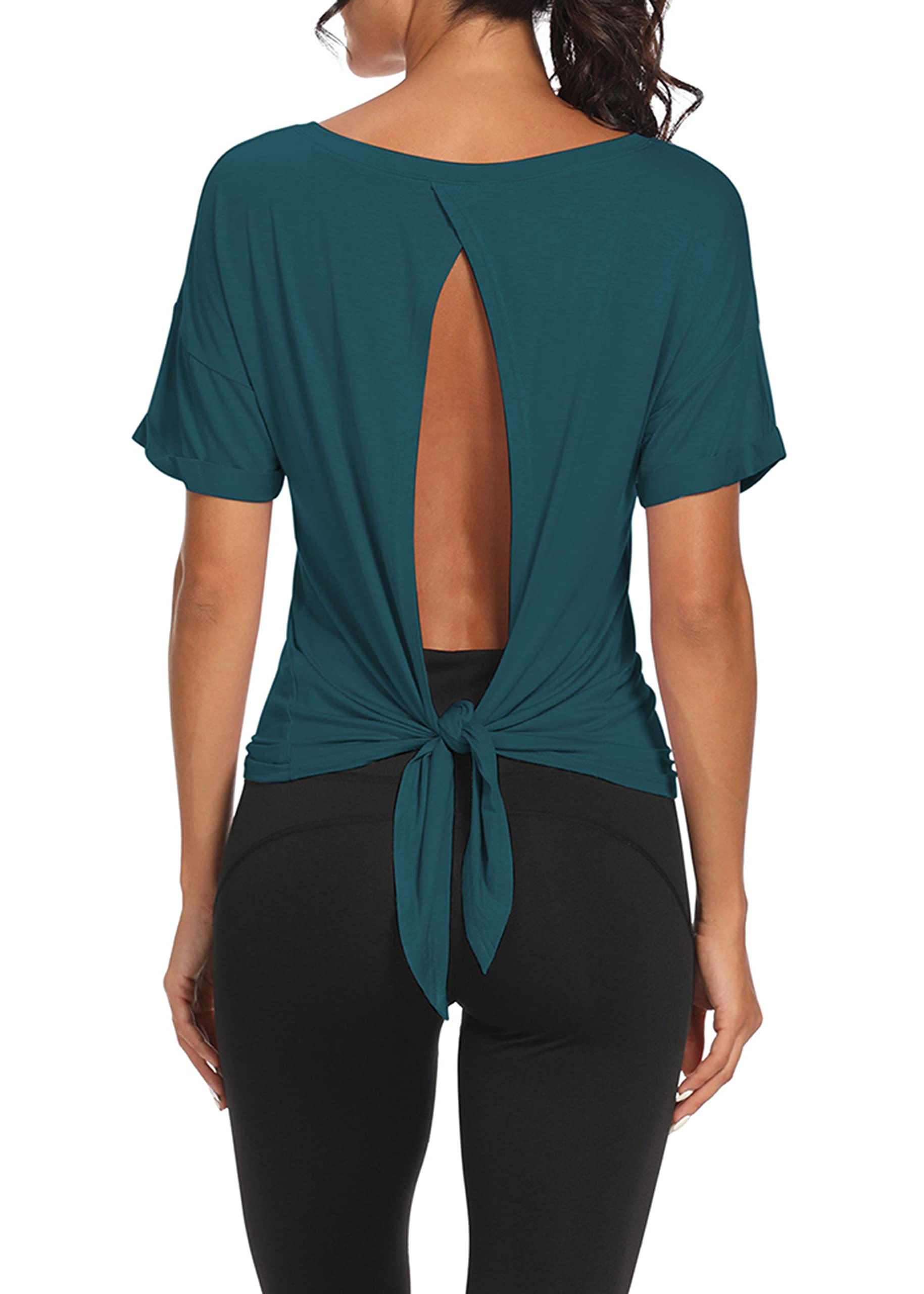 Bestisun Women's Open Back Workout Tops - Gym Athletic Muscle Tank Shirts with Tie Back Design | Perfect for Yoga, Running & Fitness Training