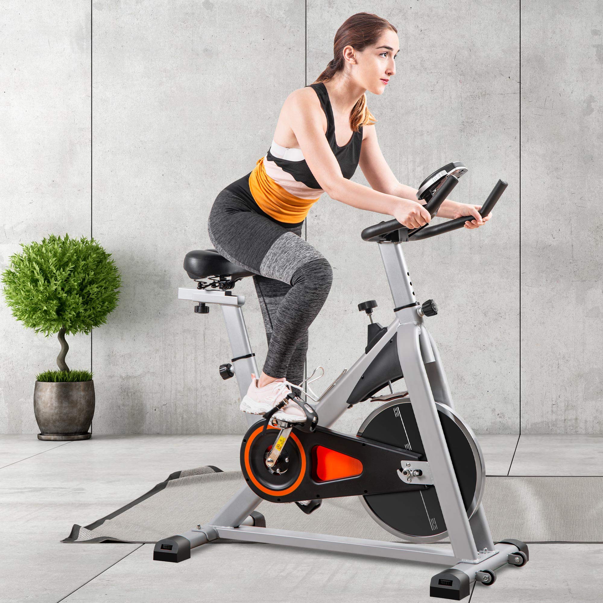Best Belt Drive Indoor Cycling Bike - Ultra Smooth Stationary Exercise Bike with Oversized Comfort Saddle & LCD Monitor for Home Gym Workouts | Perfect for Cardio Training, Weight Loss & Spin Classes