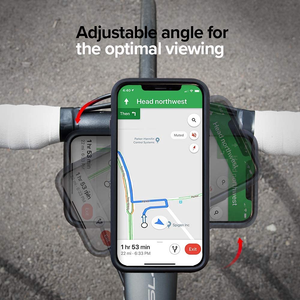 Spigen Gearlock Stem Bike Mount with Universal Adapter - Compatible with iPhone 12 Pro Max Ultra Hybrid Case (Crystal Clear) - Secure Phone Holder for Cycling, Commuting & Outdoor Adventures
