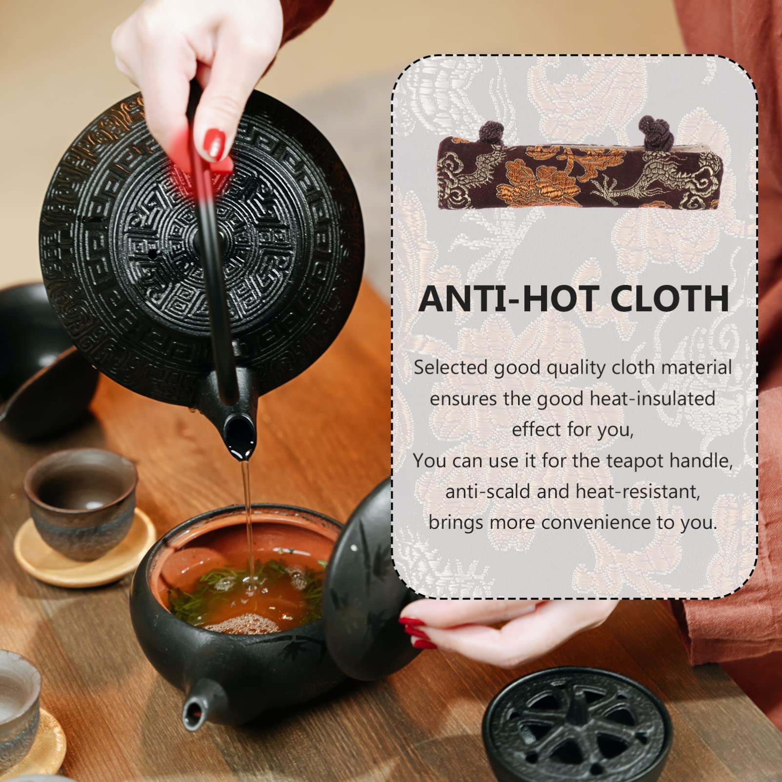 Vintage Washable Tea Kettle Handle Cover - Heat Resistant Pan Handle Sleeve for Stovetop & Oven - Perfect for Kitchen, Cooking, and Serving Hot Pots & Pans Safely