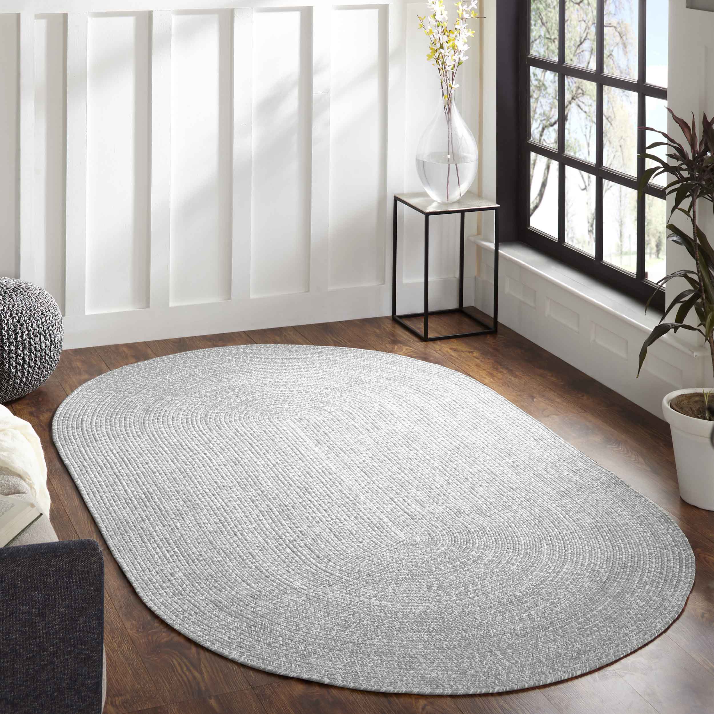 Reversible Braided Area Rug - Non-Slip Two Tone Indoor/Outdoor Rug for Living Room, Bedroom, Patio - Soft & Durable Home Decor