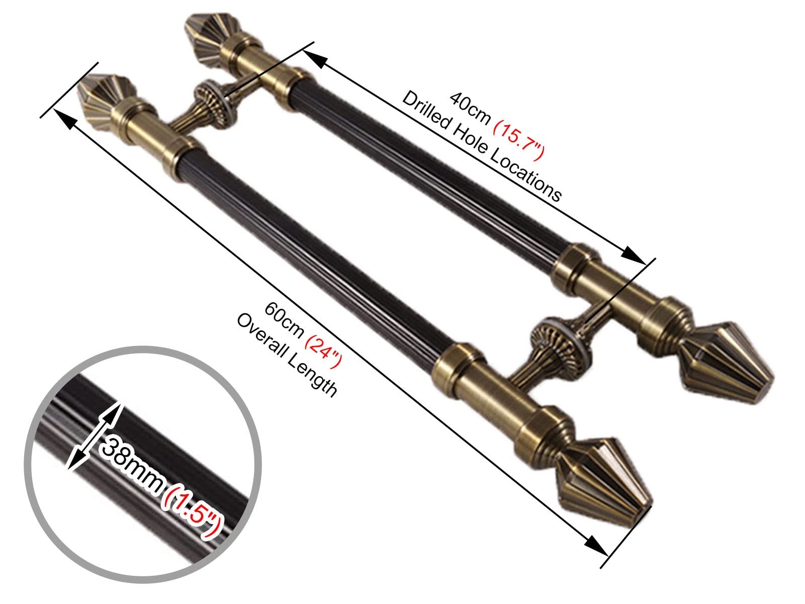 European Style Door Pull Handle - Retro Push/Pull Aluminum Alloy Entry Bar with Installation Kit for Wood/Glass/Sliding Doors (Bronze, 24 Inch) - Perfect for Barn Doors, Home Entryways & Office Spaces