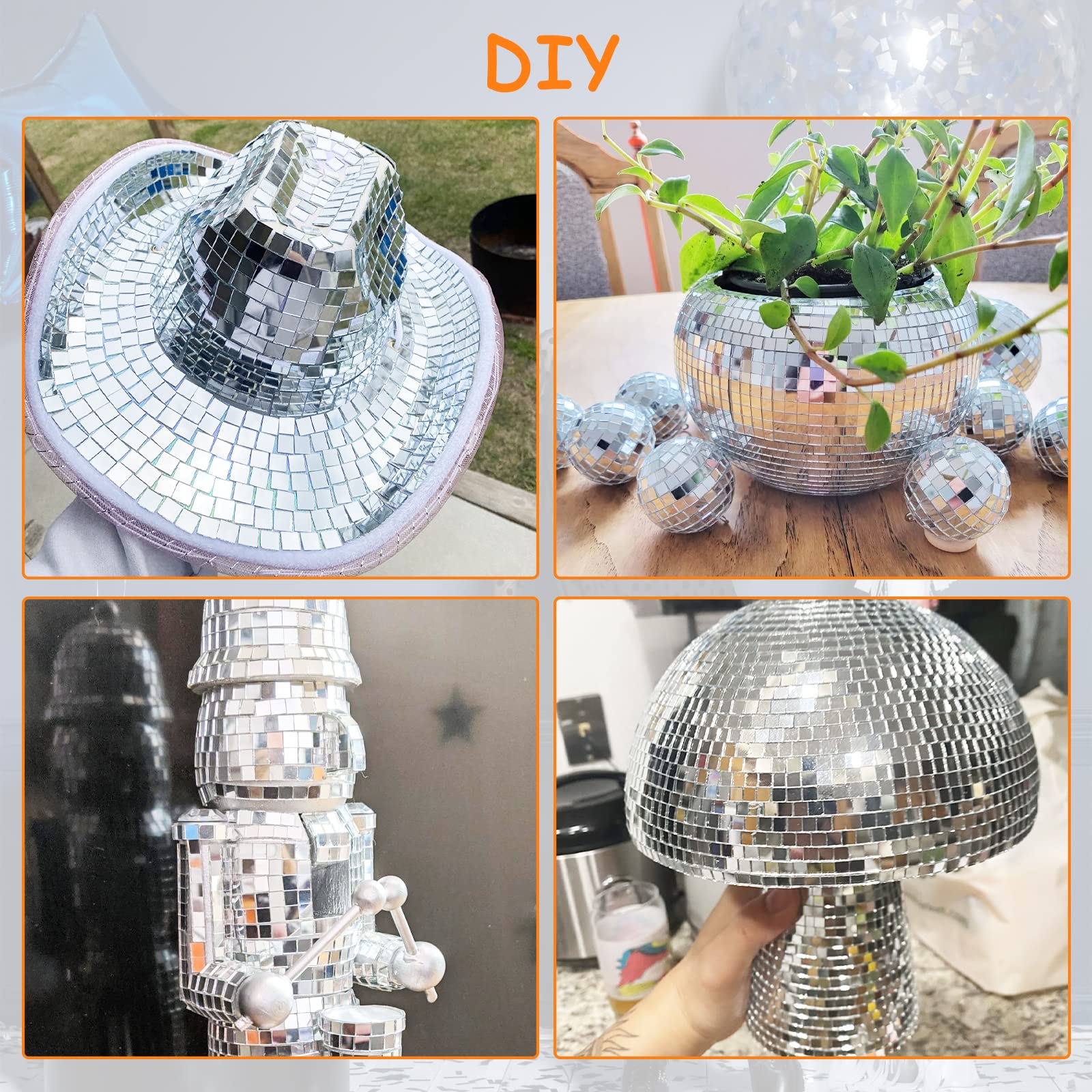 12272 PCS Self-Adhesive Mirror Mosaic Tiles - Small Square Disco Ball Tiles for DIY Crafts, Home Decor & Party Decoration - Perfect for Wall Art, Furniture Upcycling & Dance Floor Designs