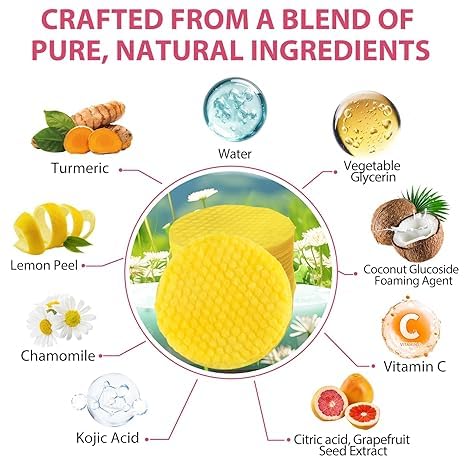 Kojic Acid & Turmeric Face Cleansing Pads - 40 Count (2 Packs) with Lemon & Chamomile for Brightening & Acne Treatment - Gentle Exfoliating Pads for Daily Skincare Routine