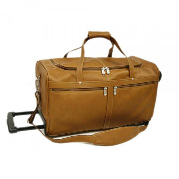 Premium Genuine Leather Rolling Duffel Bag for Travel & Gym - Stylish Carry-On Luggage with Wheels for Men & Women