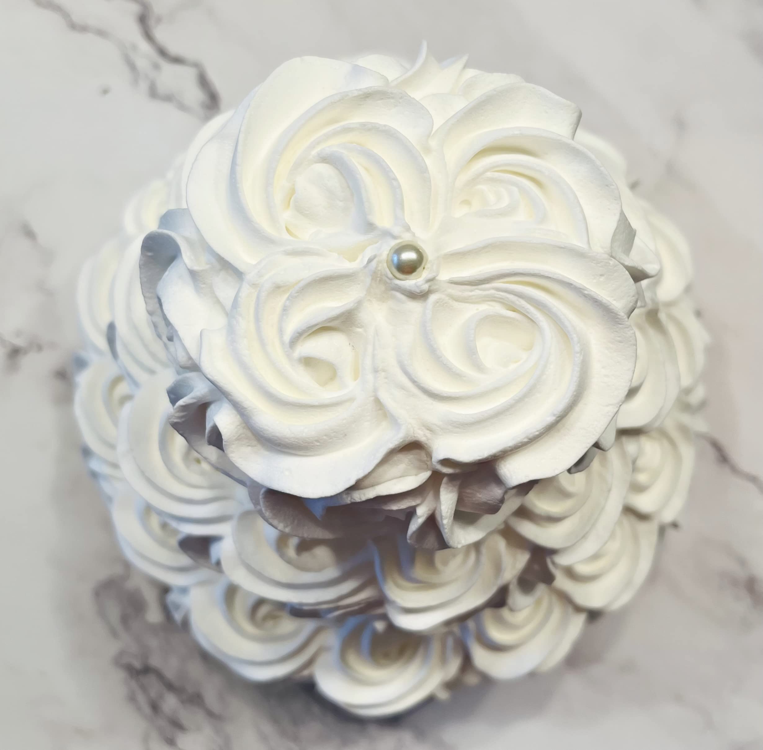 Dezicakes Handmade 3-Tier Fake Wedding Cake with White Rosette - Artificial Cake for Wedding Decor, Photo Props & Party Centerpieces