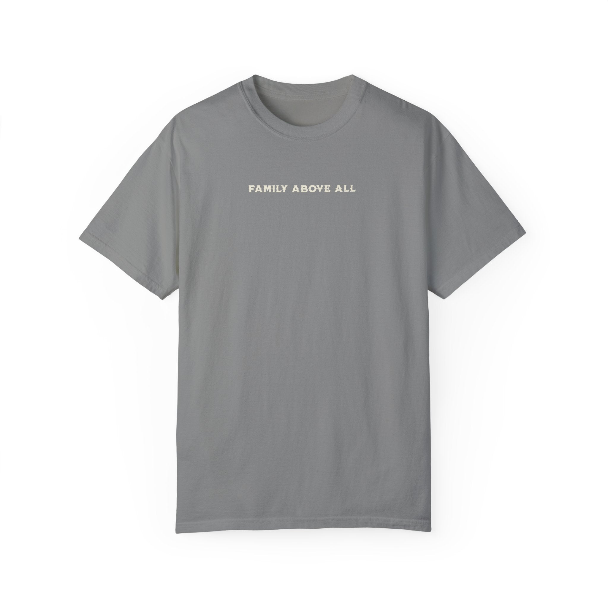 Family Above All T-Shirt - Premium Cotton Graphic Tee for Men & Women - Perfect for Family Reunions, Holidays and Casual Wear