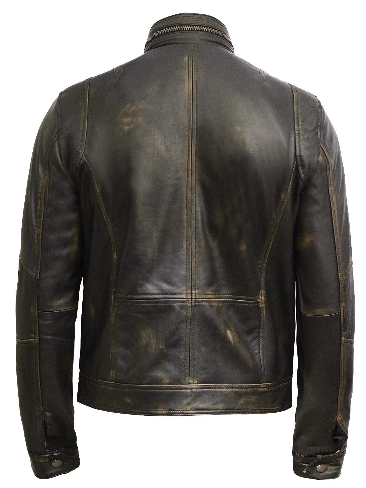 BRANDSLOCK Black Men's Real Sheepskin Leather Jacket - Motorcycle Biker Jacket for Men, Stylish Outerwear for Riding, Casual Wear & Winter Fashion