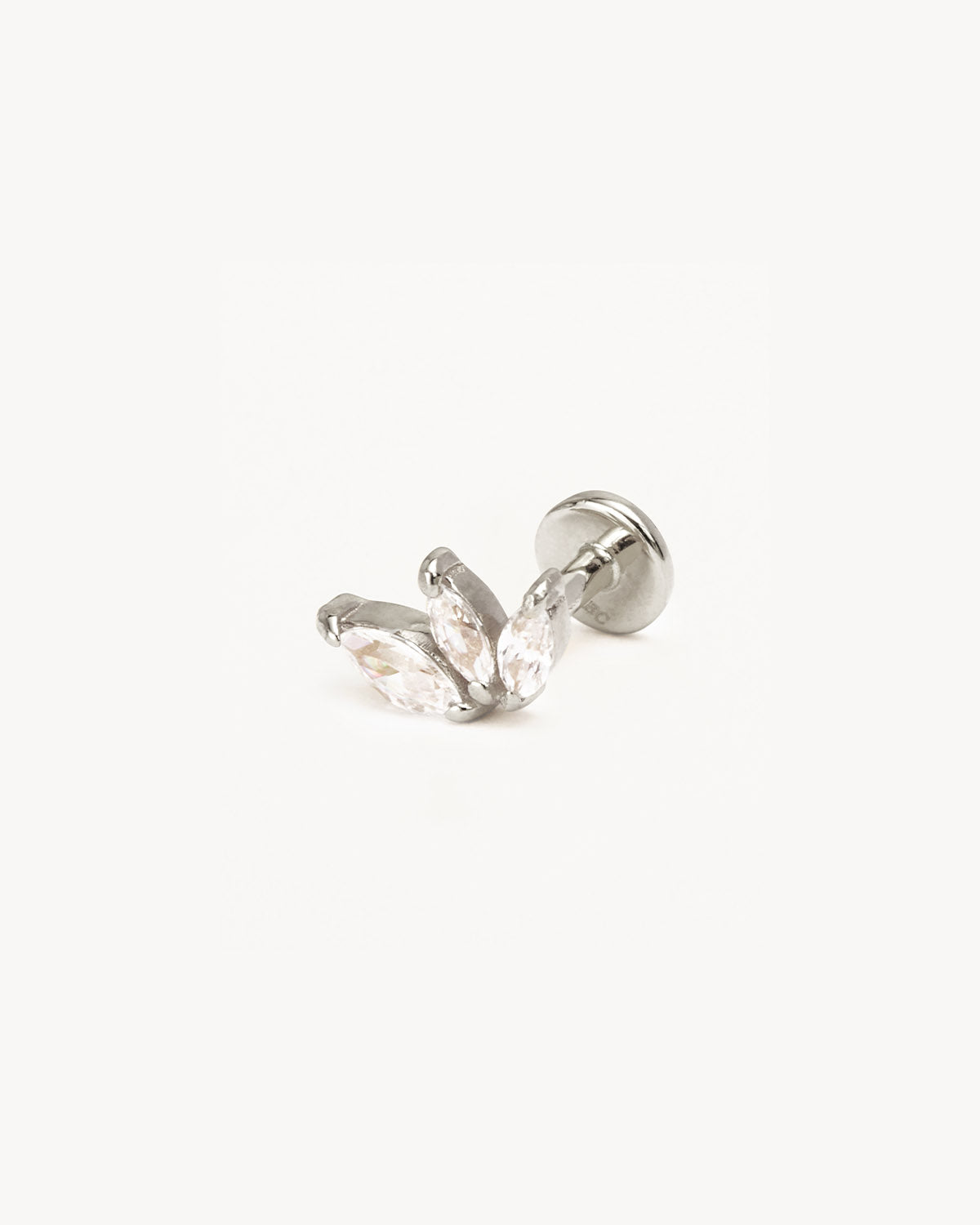 14K Solid White Gold Blooming Lotus Crystal Cartilage Earrings - Elegant Flower Stud Earrings for Women - Perfect for Parties, Weddings & Everyday Wear