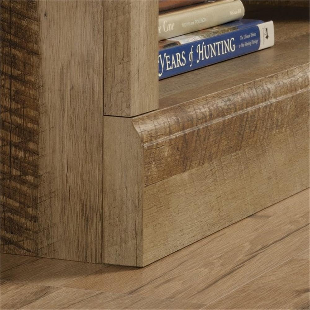 Pemberly Row 5 Shelf Bookcase in Craftsman Oak - Solid Wood Book Shelf for Living Room, Office & Study - Perfect for Home Library, Book Storage & Display Organizer