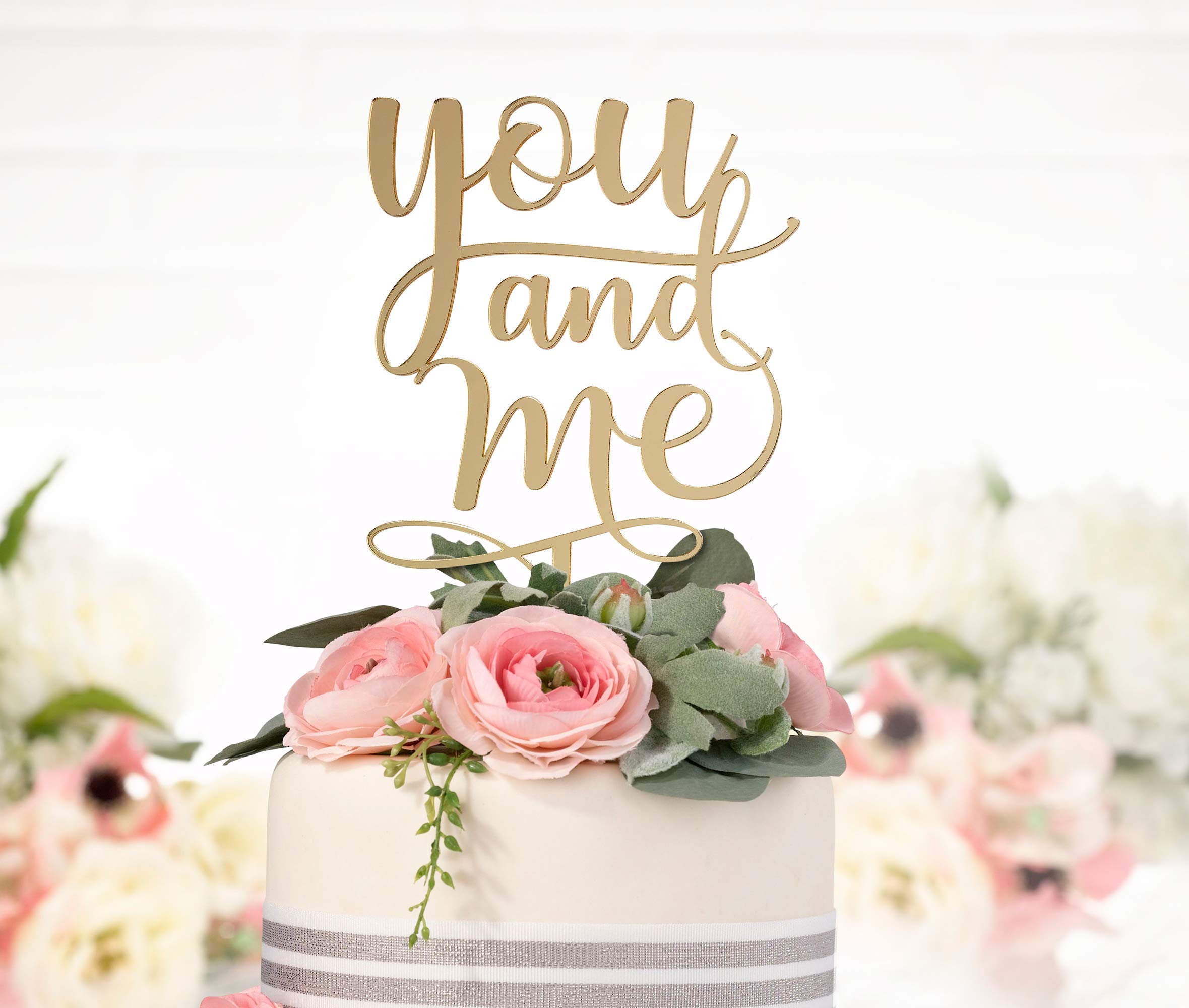 Lillian Rose Gold Laser Cut Cake Picks - Set of 12, 8.25 Inch Wedding Cake Toppers for Birthday, Anniversary & Bridal Shower Decorations - Elegant Edible Gold Foil Cupcake Toppers for Dessert Table Decor