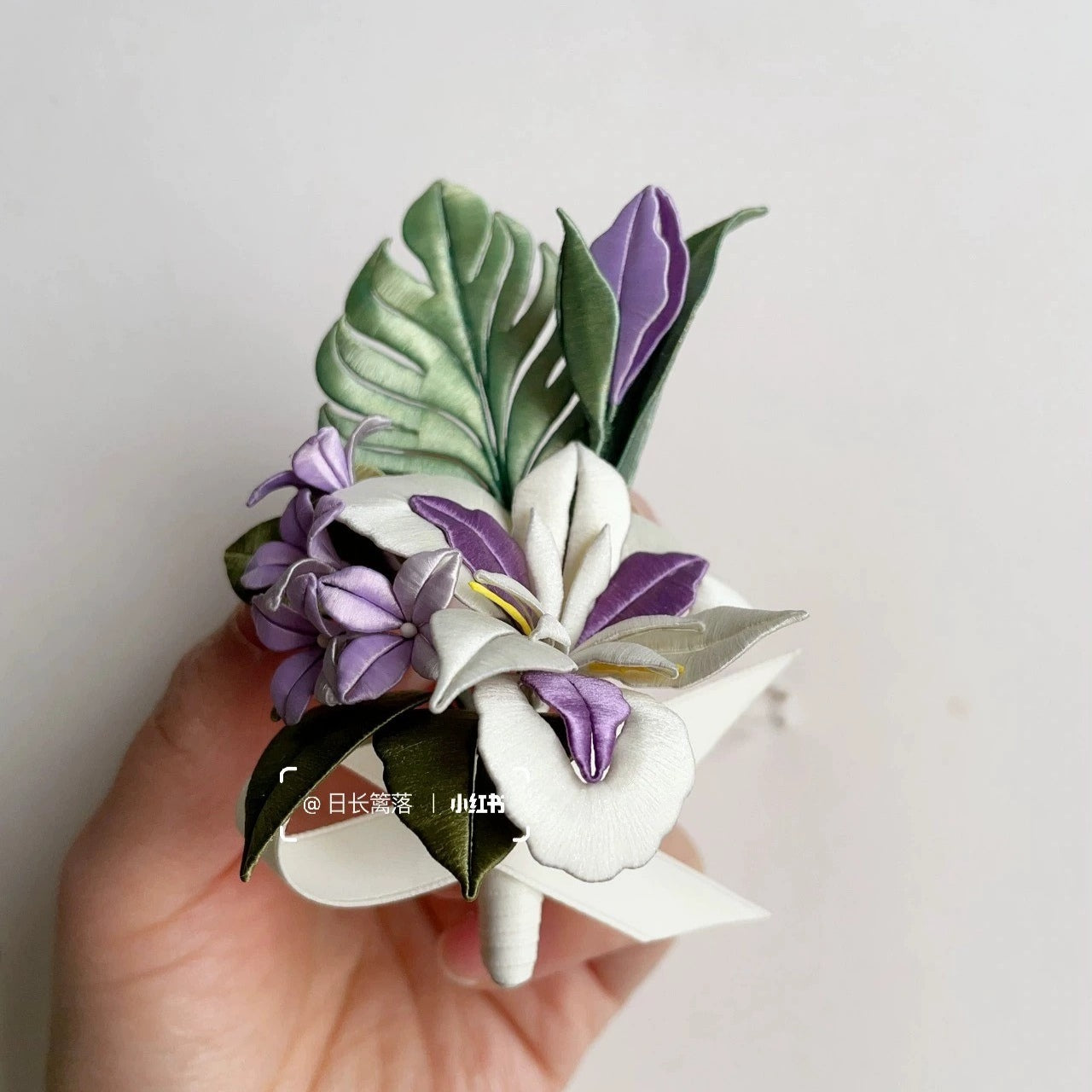 Elegant Silk Corsage - Handmade Floral Boutonniere for Weddings, Prom & Special Events | Iris Bespoke Corsage (Chanhua)