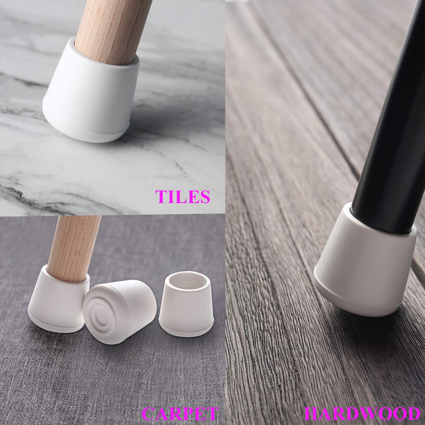 Non-Slip Rubber Chair Leg Tips 1-1/4