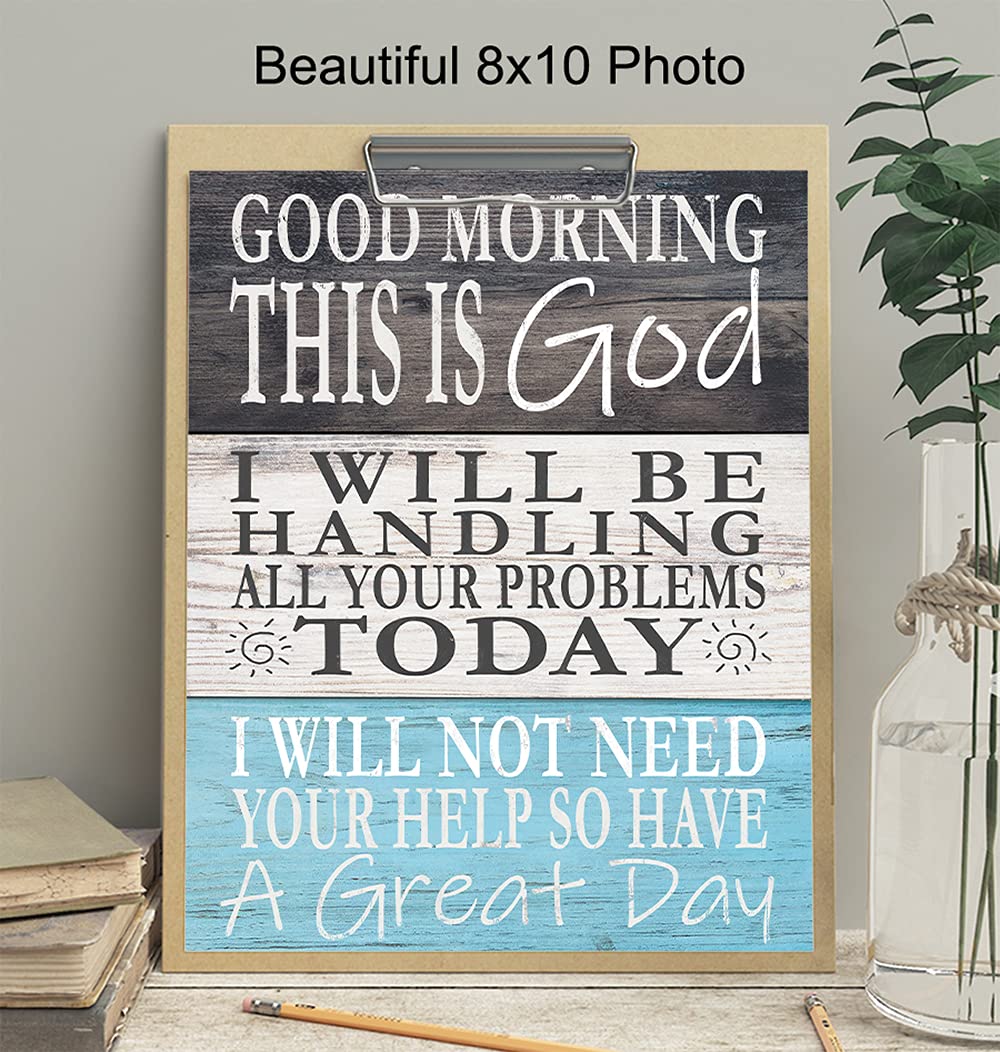 Religious Wall Decor - Christian Gifts for Women & Men - Catholic Home Decor - Inspirational Bible Quotes Sign - Faith-Based Wall Art in Light Blue | Perfect for Church, Bedroom & Spiritual Spaces