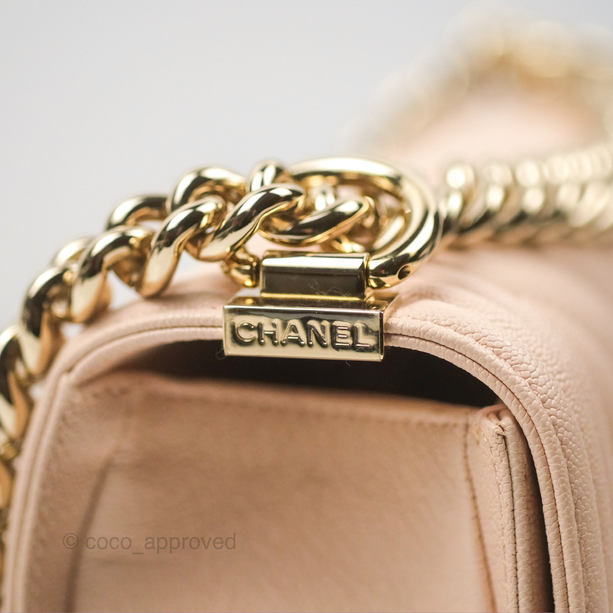 Chanel Chevron Medium Boy Bag in Light Pink Caviar Leather with Gold Hardware - Luxury Crossbody Bag for Women, Perfect for Parties & Evening Events