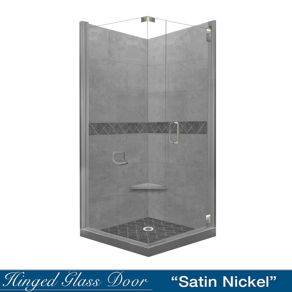 Corner Wet Cement Sistine Stone & Diamond Stone Accent - DIY Shower Remodel Kit for Bathroom Renovation | Waterproof Tile Trim for Shower Walls, Floors, and Bathtub Surrounds