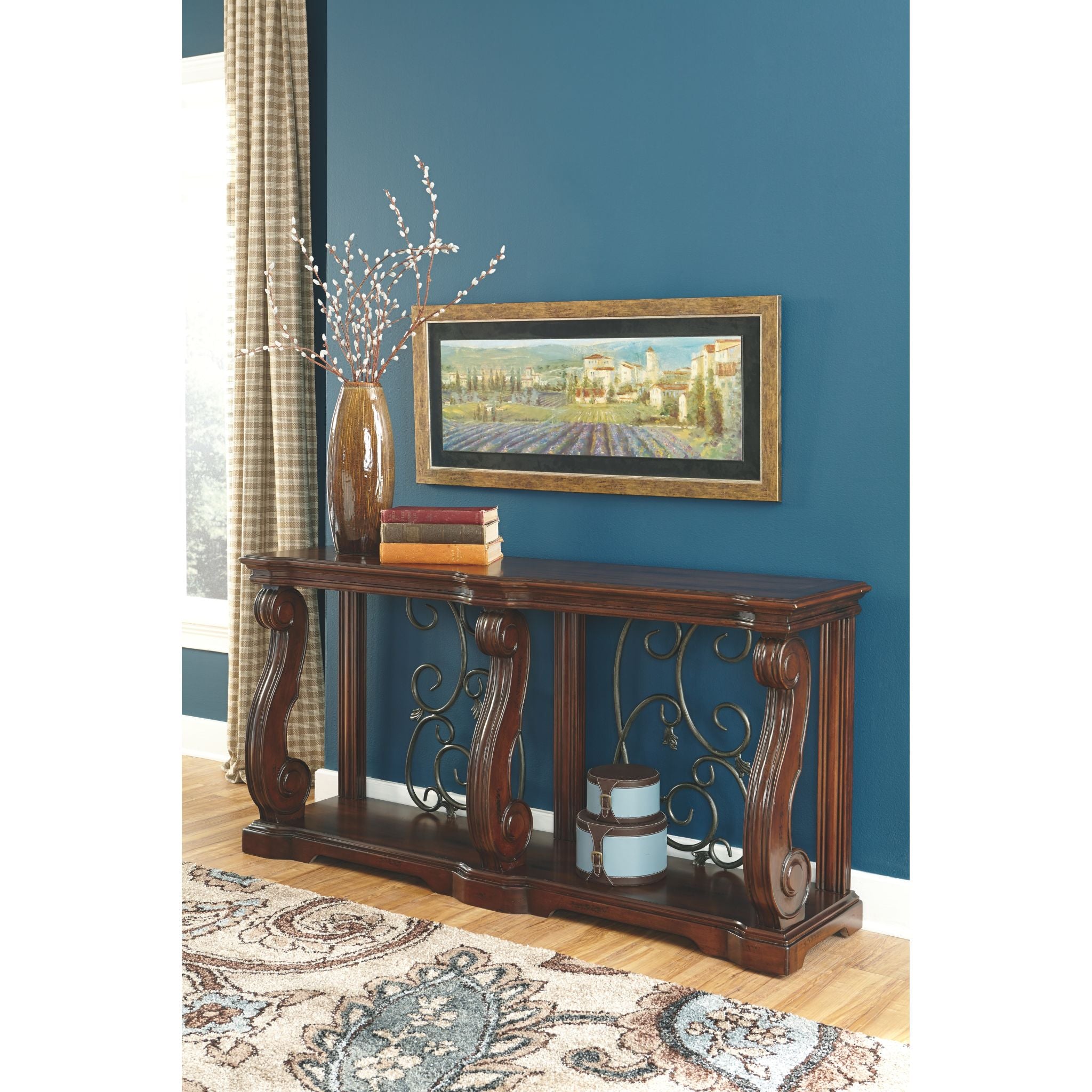 Alymere Rustic Brown Sofa Table - Farmhouse Console Table for Living Room, Entryway, or Behind Couch Decor