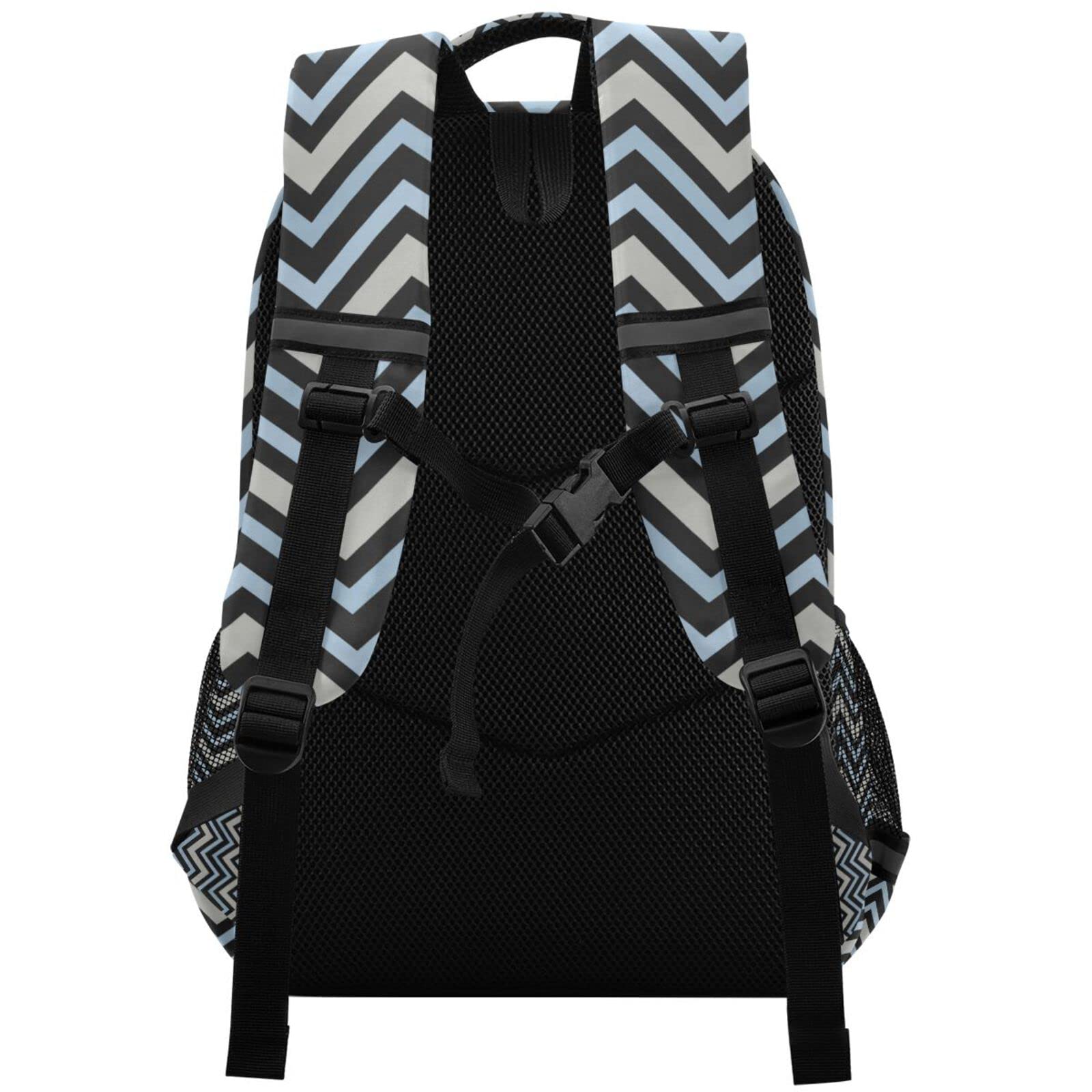 Acpiggto Geometric Striped Backpack - Stylish Blue Grey Daypack for Gym, Sports & Casual Use - Durable Shoulder Bag for Women & Men | Perfect for Travel, Work & School
