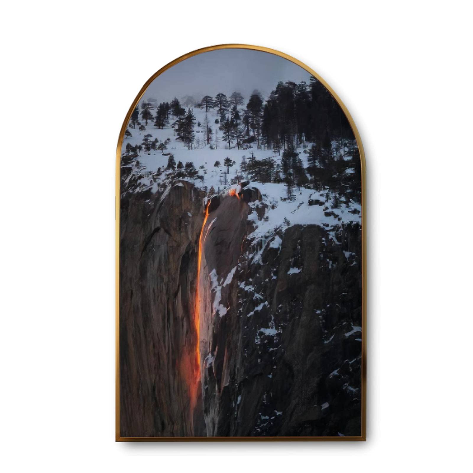 Large Canvas Wall Art - Yosemite National Park Horsetail Falls Firefall Golden Framed Modern Giclee Print | Living Room Decor, Office Wall Art, Home Decoration Gift