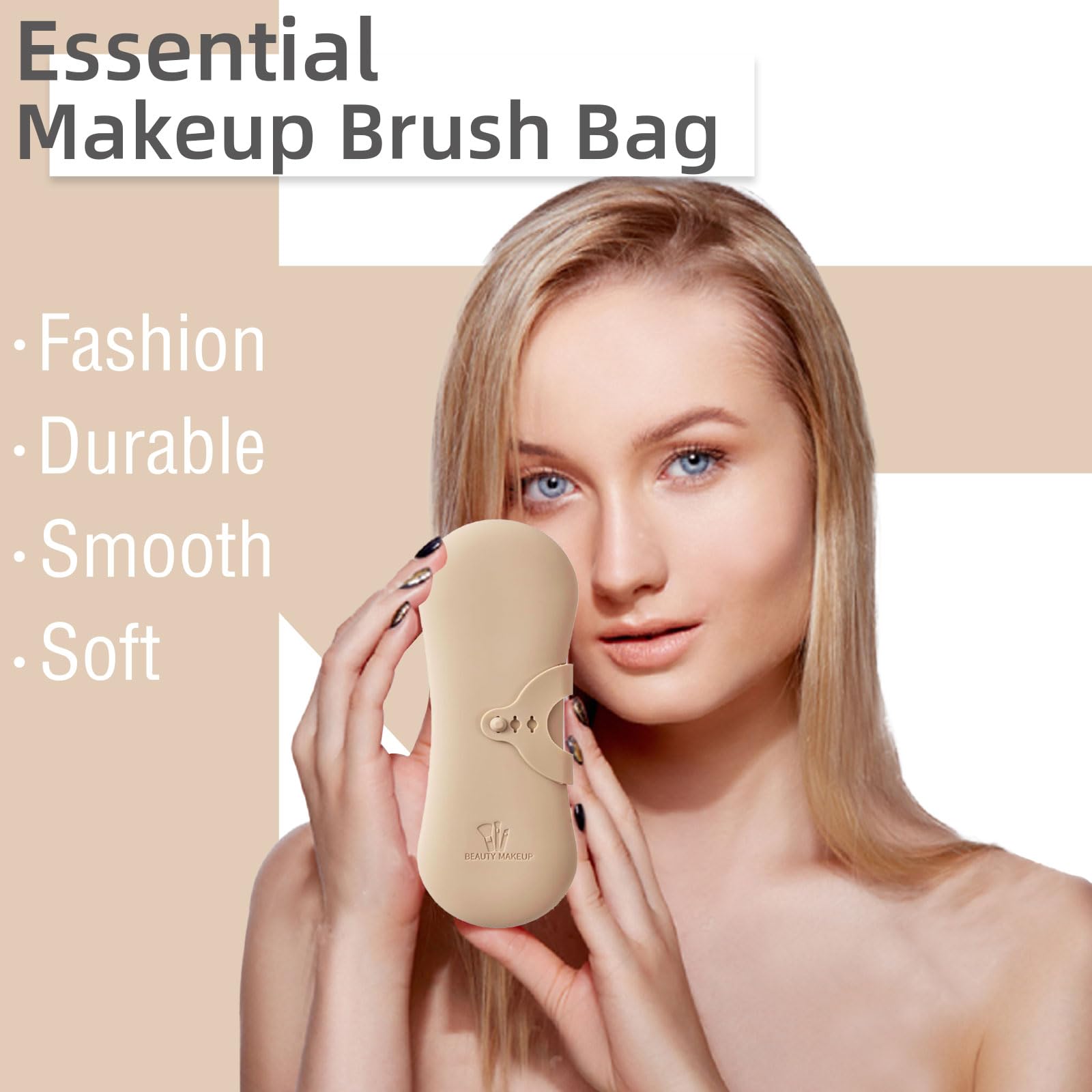 Premium Silicone Travel Makeup Brush Holder - Waterproof Snap-on Cosmetic Organizer with 3 Adjustable Sizes | Portable Makeup Brush Bag for Women | Perfect for Travel, Gym & Daily Beauty Routine