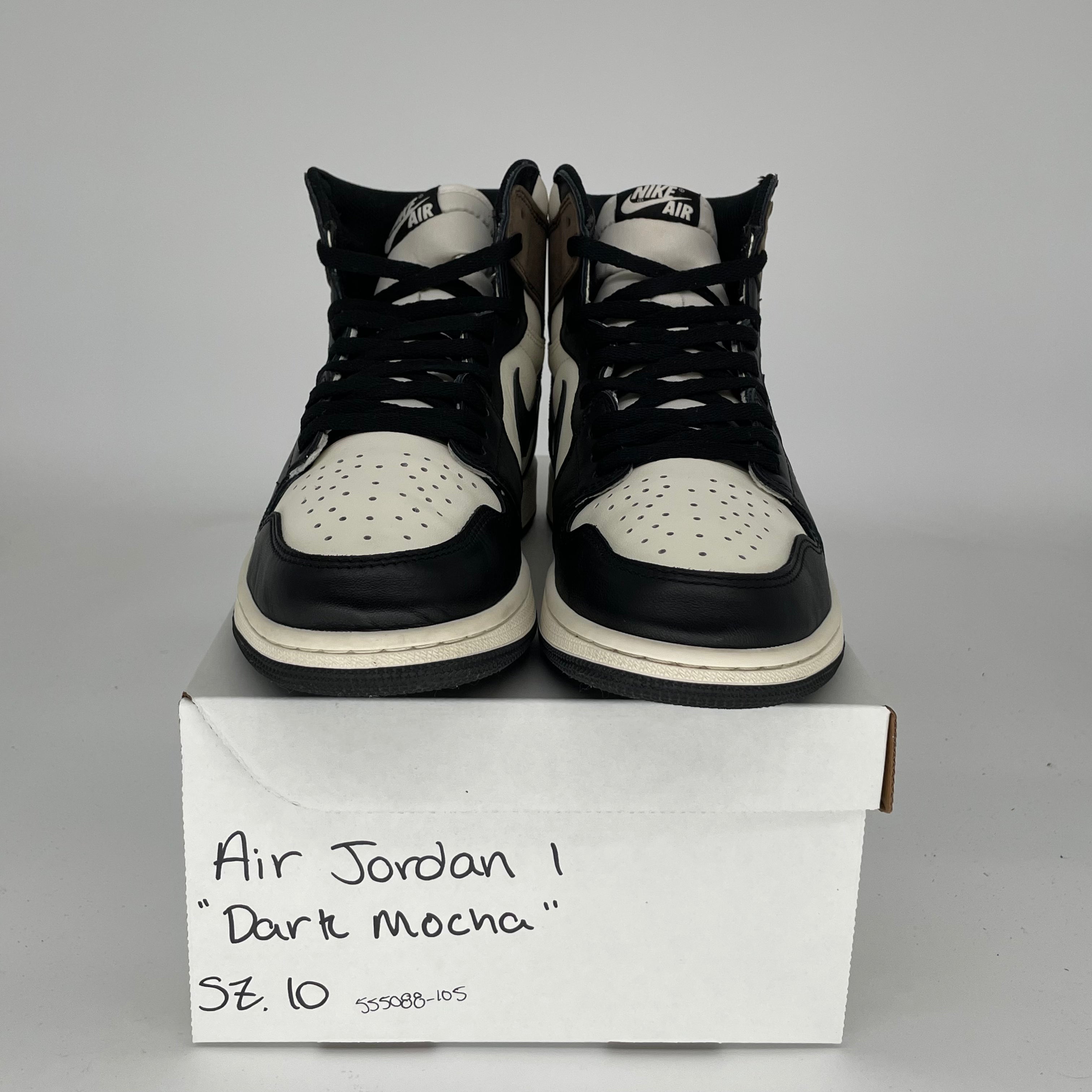 Air Jordan 1 Dark Mocha Men's Sneakers Size 10 - 555088-105 - Retro High OG Basketball Shoes for Casual Wear & Street Style