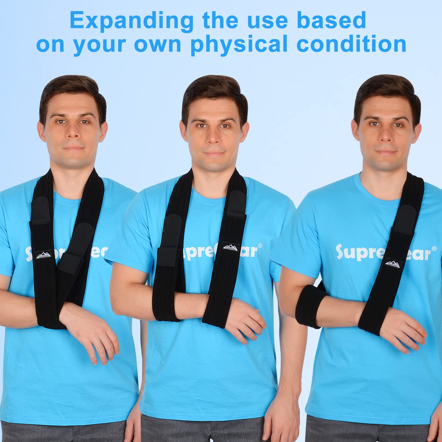 Supregear Adjustable Arm Sling - Lightweight Shoulder Support Brace for Rotator Cuff, Shoulder Injury & Broken/Fractured Bones - Left/Right Arm Immobilizer for Men & Women (Black, S) - Perfect for Post-Surgery Recovery, Sports Injuries & Daily Comfort