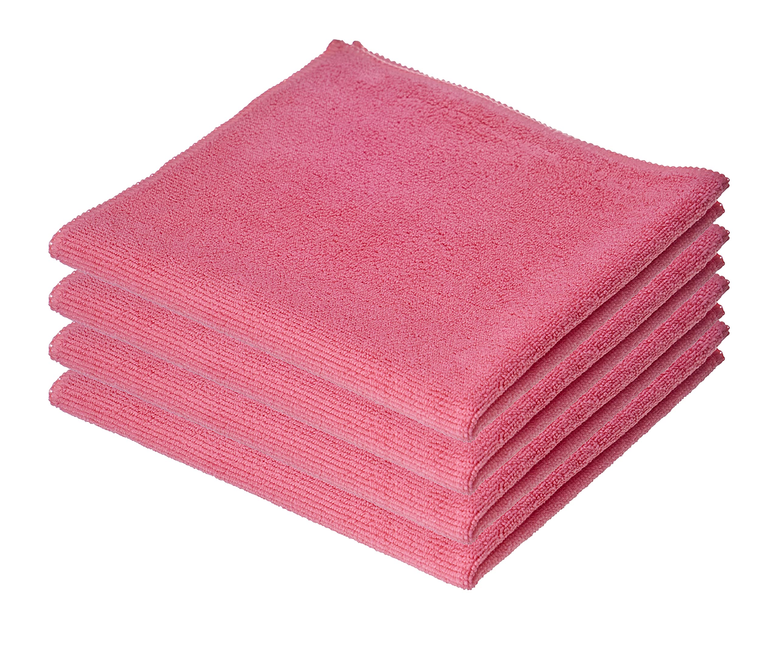 Superio Pink Microfiber Cleaning Cloths - 16x16 Inch Lint-Free, Washable & Reusable - Streak-Free for Cars, Kitchen, Bathroom - No Detergents Needed - 4 Pack - Perfect for Dusting, Polishing & Deep Cleaning Surfaces