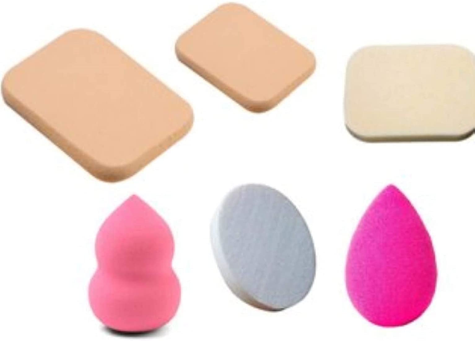 J & H Makeup Beauty Sponge - 6-in-1 Blender & Powder Puff Set (Multicolor) | Perfect for Foundation, Concealer, Contouring & Highlighting | Soft & Durable Cosmetic Sponge for Flawless Makeup Application