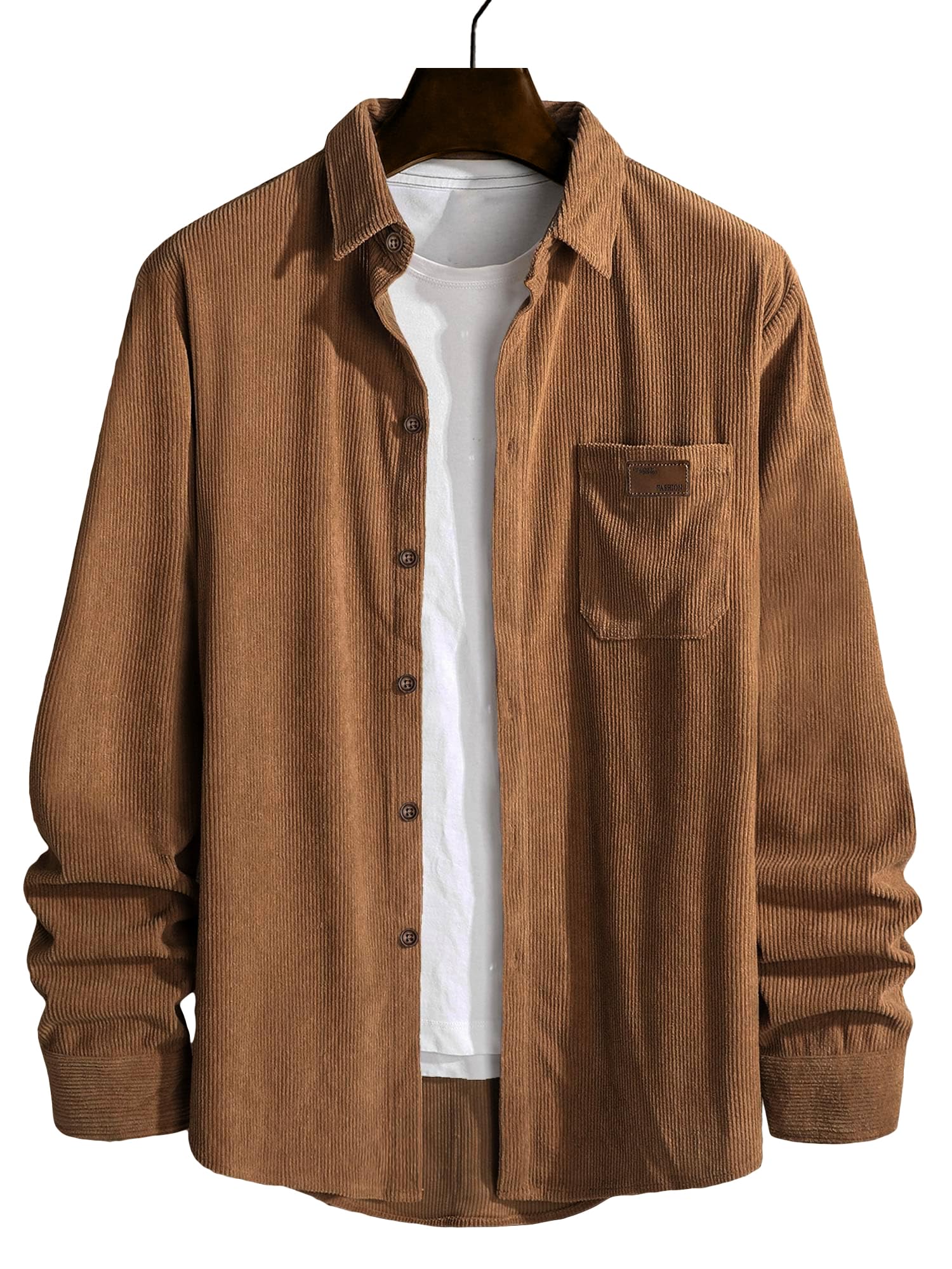 Men's Corduroy Shirt Jacket - Button Down Long Sleeve Work Shirt with Pocket | Casual & Outdoor Wear for Fall & Winter