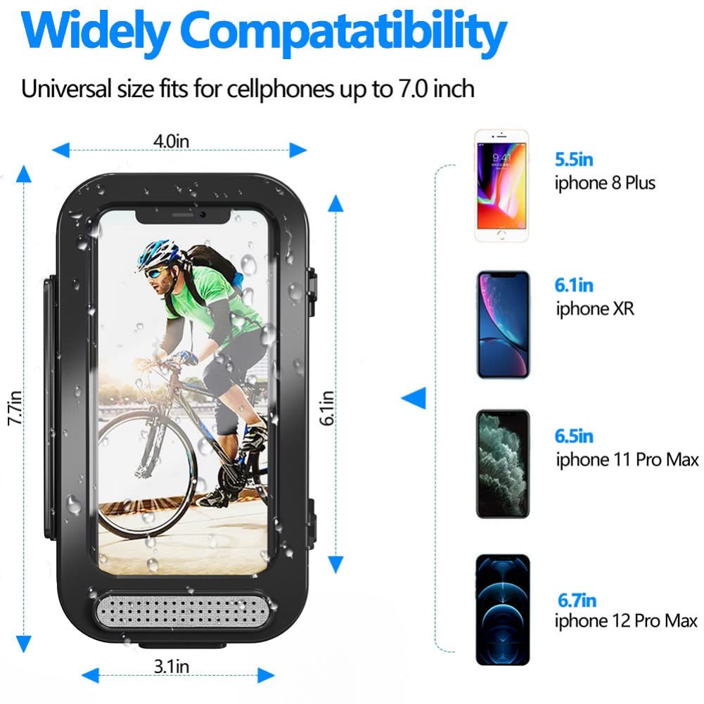 Waterproof Motorcycle Phone Mount - 360° Rotatable Smartphone Holder with Touch Screen for iPhone & Android - Perfect for Riding, Commuting & Outdoor Adventures (Black)