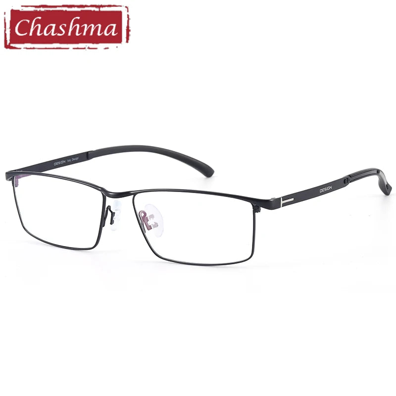 Men's Titanium Alloy Square Full Rim Eyeglasses 49318 - Lightweight Durable Frame for Work, Reading & Fashion