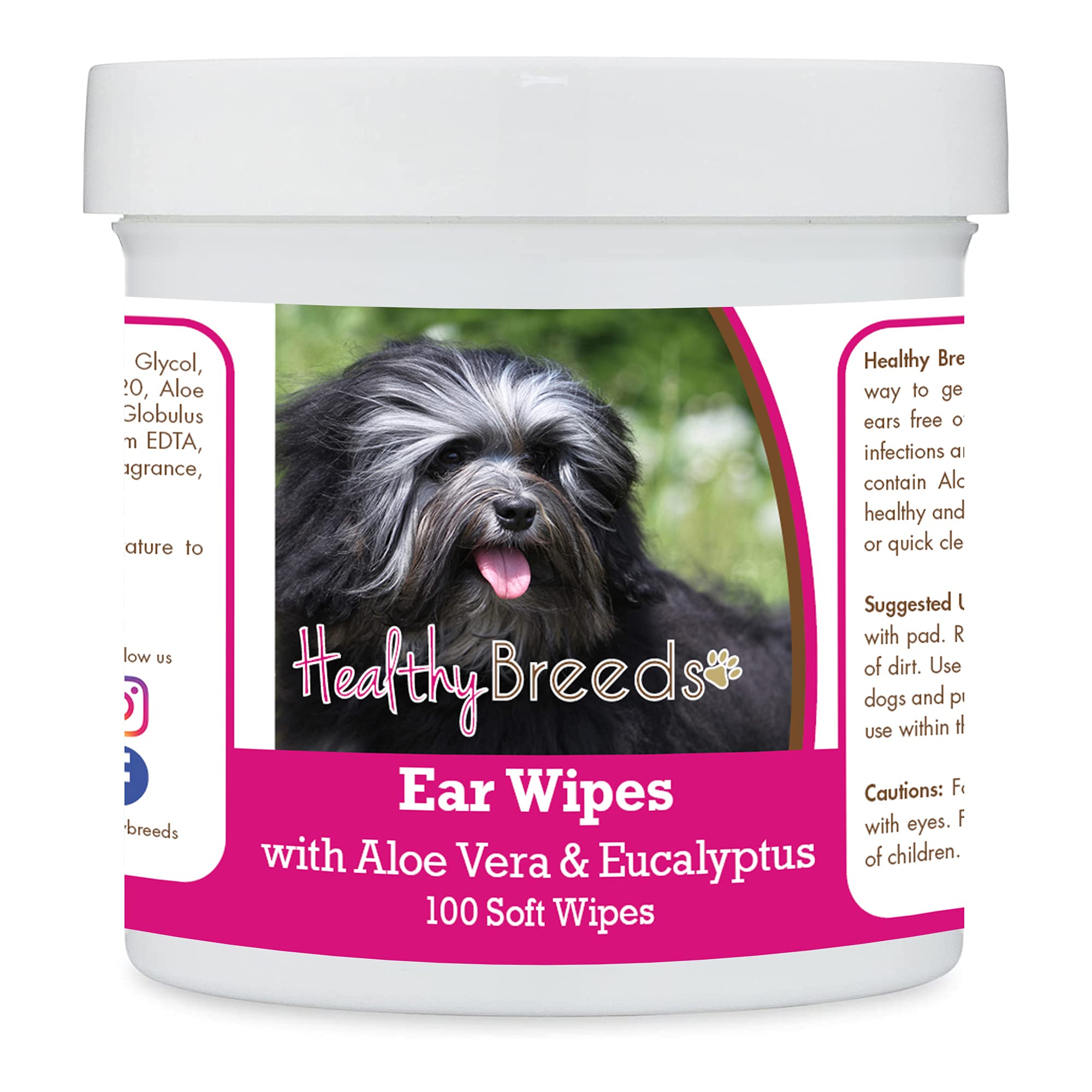 Healthy Breeds Lowchen Dog Ear Cleaning Wipes with Aloe & Eucalyptus - 100 Count Gentle Wipes for Ear Hygiene, Itch Relief & Odor Control - Perfect for Regular Cleaning & After Bath Care