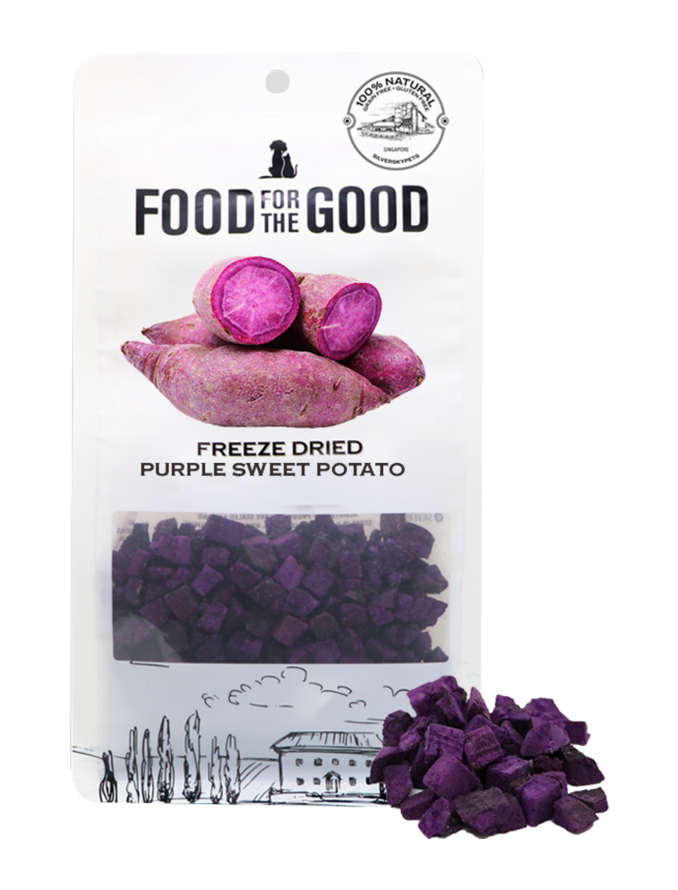 Freeze Dried Purple Sweet Potato Dog & Cat Treats - 100g All-Natural Pet Snacks for Training & Rewards | Grain-Free, Healthy Alternative to Kibble | Perfect for Small, Medium & Large Breeds