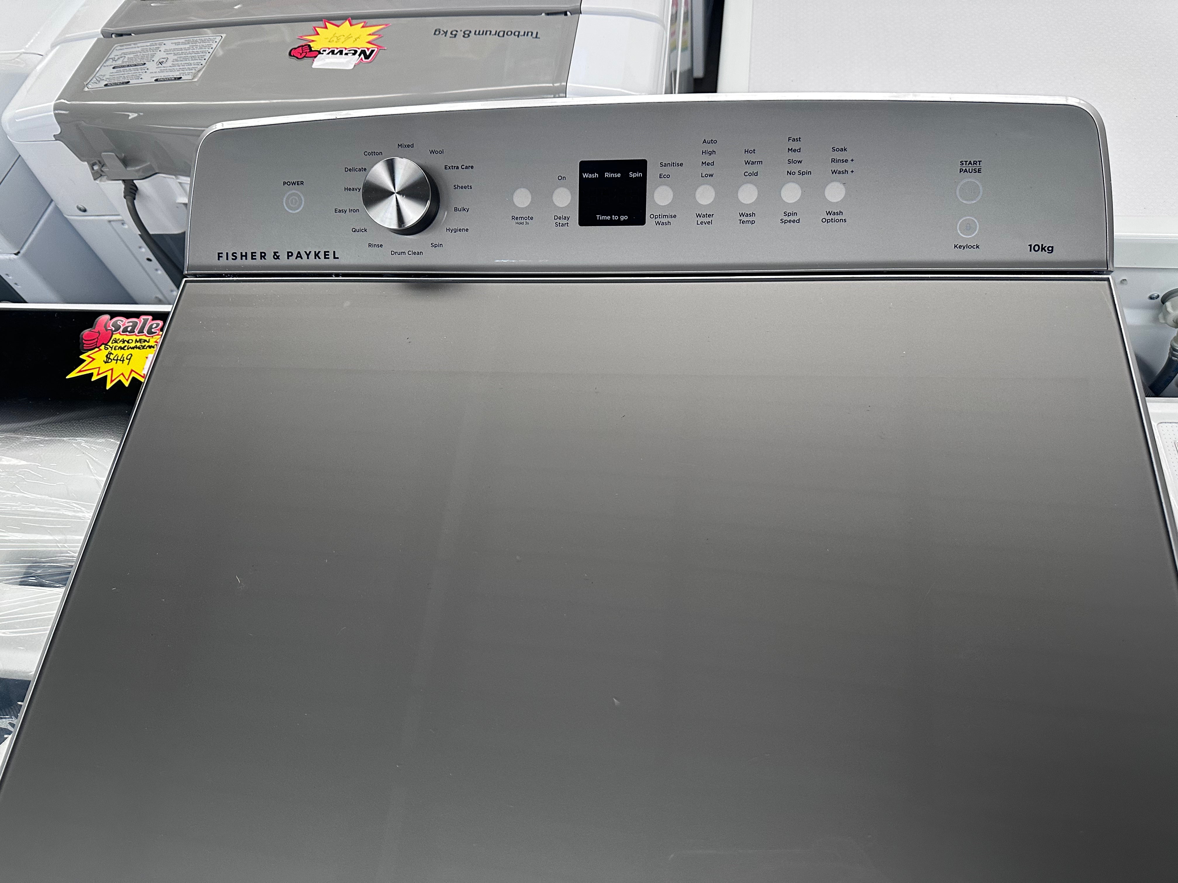 Fisher & Paykel WL1064G1 10kg Top Load Washing Machine - Series 5 Factory Second | Great for Large Families & Laundry Rooms | Energy Efficient & Space Saving Design