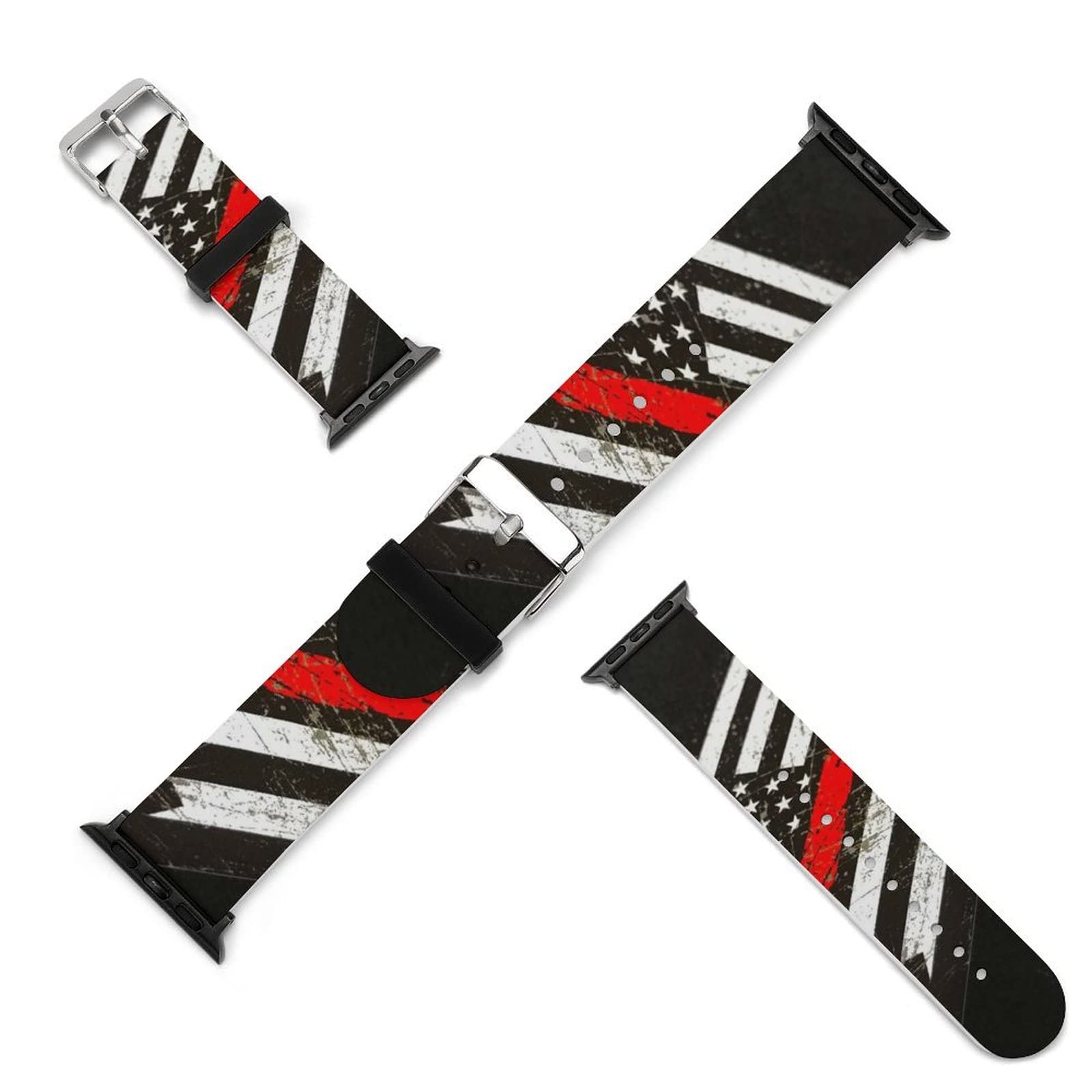 Thin Red Line Firefighter Axe Pattern Silicone Replacement Band for Apple Watch Series 5/4/3/2/1 - Compatible with iWatch for Men & Women - Durable Sport Wrist Strap for Firefighters, First Responders & Outdoor Enthusiasts