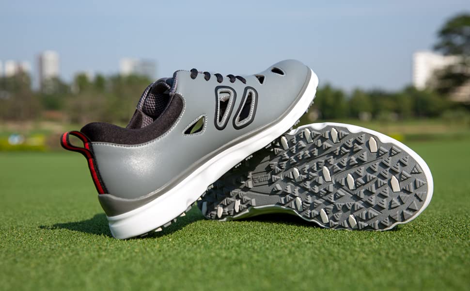 **PGM Men's Spiked Golf Shoes - Breathable Summer Golf Training Sneakers with Anti-Slip Sole for Walking & Outdoor Sports | Perfect for Course Play & Driving Range Practice**