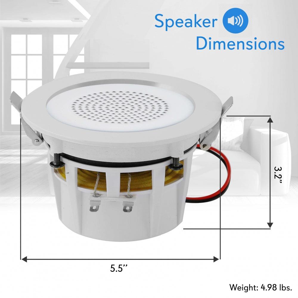 4.0 Inch LED Bluetooth Ceiling Speakers - Wireless In-Ceiling Stereo Sound System for Home Theater, Gym, Office & Outdoor Entertainment