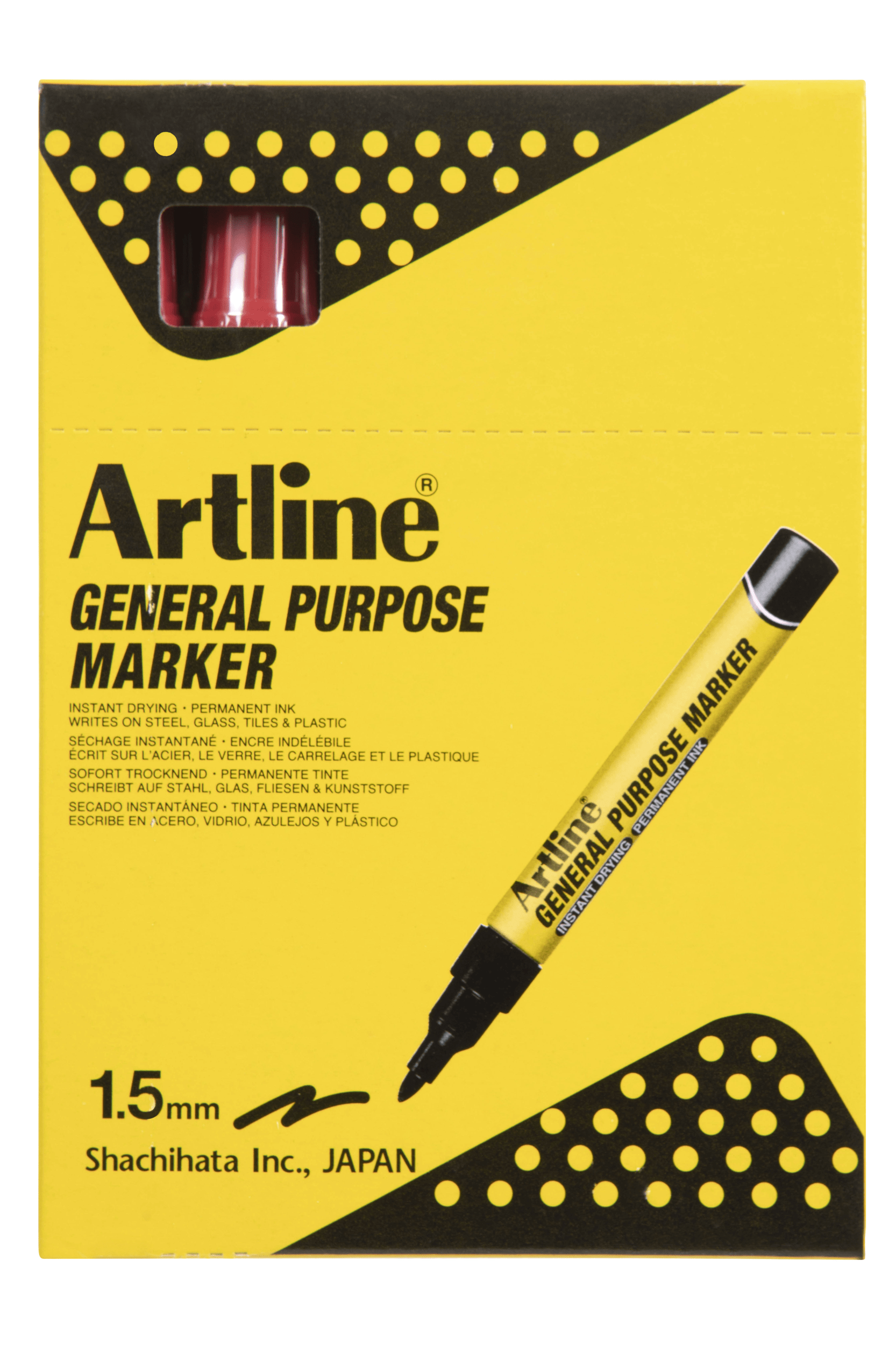 Artline General Purpose Permanent Marker Bullet Tip Red - 12 Pack for Office, School & Home Use - Ideal for Labeling, Crafting & DIY Projects