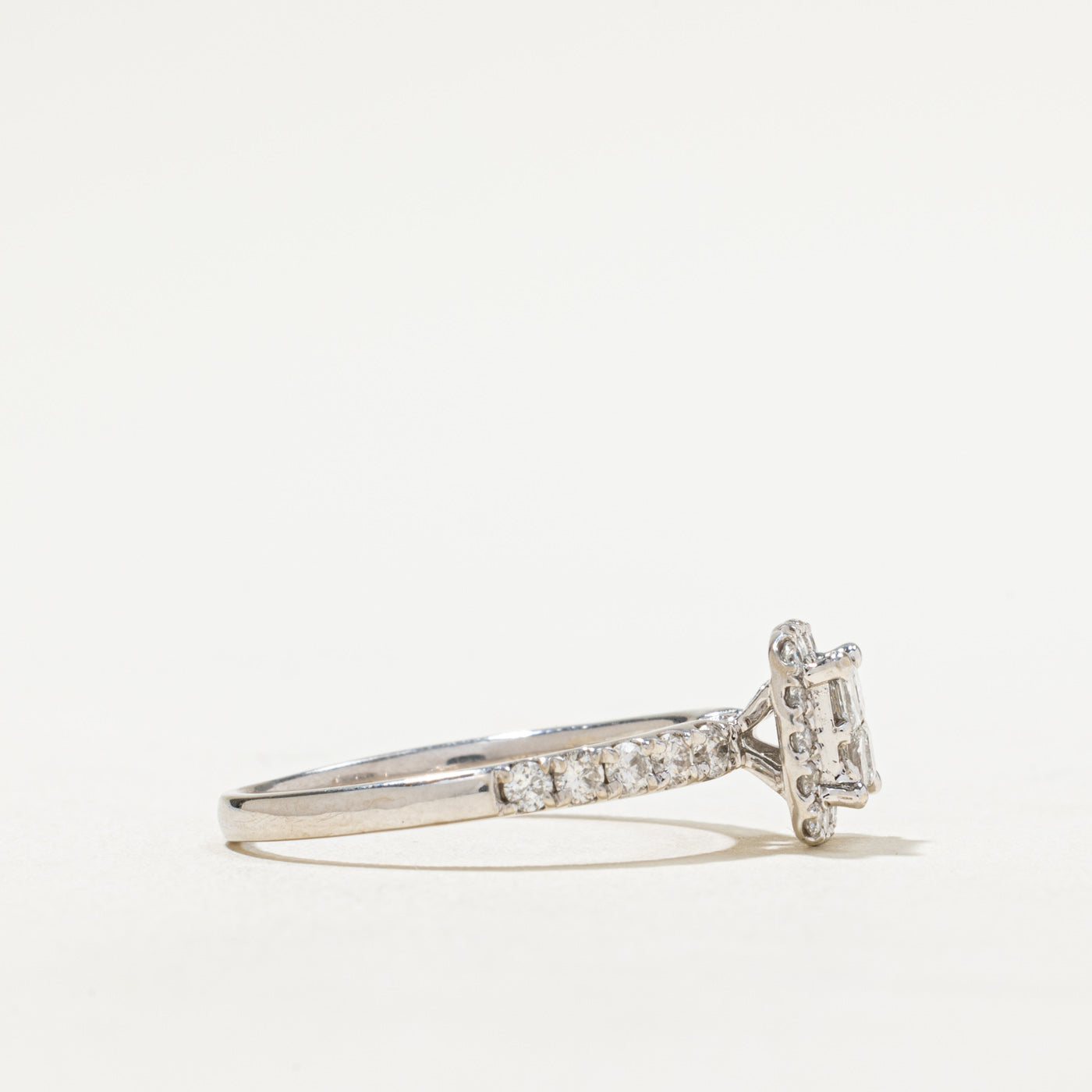 0.92ctw Princess Cut Diamond Halo Engagement Ring - Size 9.25 | Elegant Wedding Band, Anniversary Gift for Her | Perfect for Proposals, Bridal Jewelry & Special Occasions