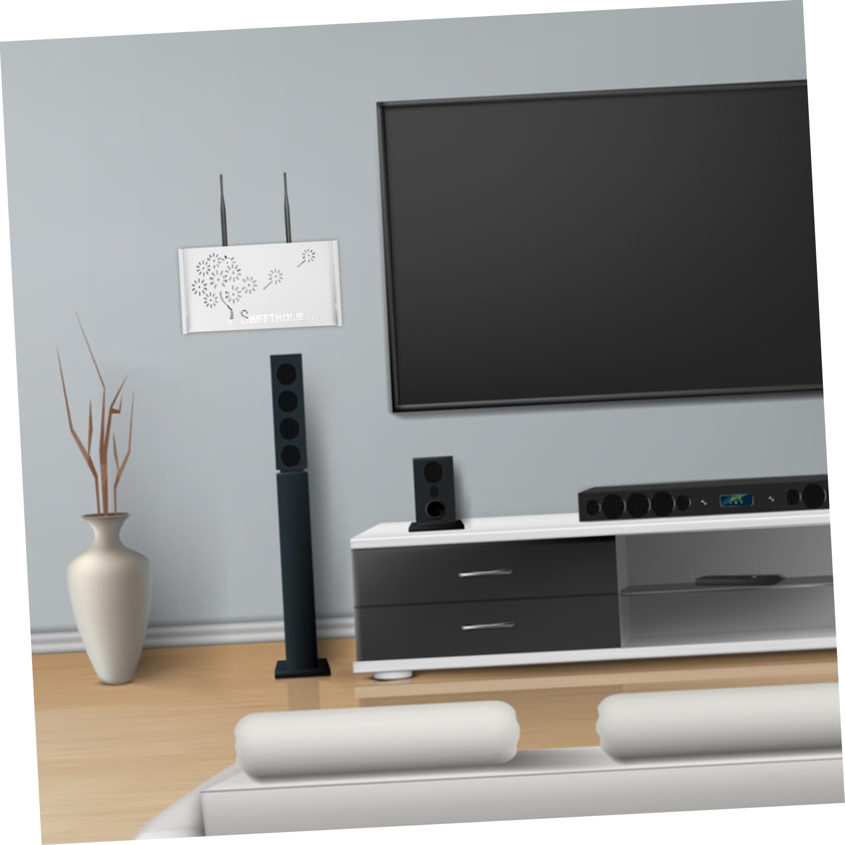 Musisaly Punch Router Mount Box - White Storage Organizer for Routers | Perfect for Bedroom, Living Room & Office Organization