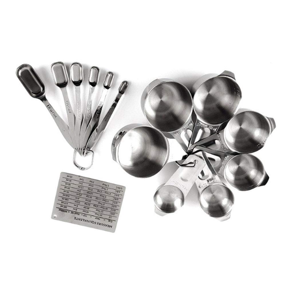 Premium Stainless Steel Measuring Spoons and Cups Set - 14-Piece Kitchen Measuring Tools (Tablespoon, Teaspoon, Cup) for Baking, Cooking & Meal Prep | Dishwasher Safe & Durable