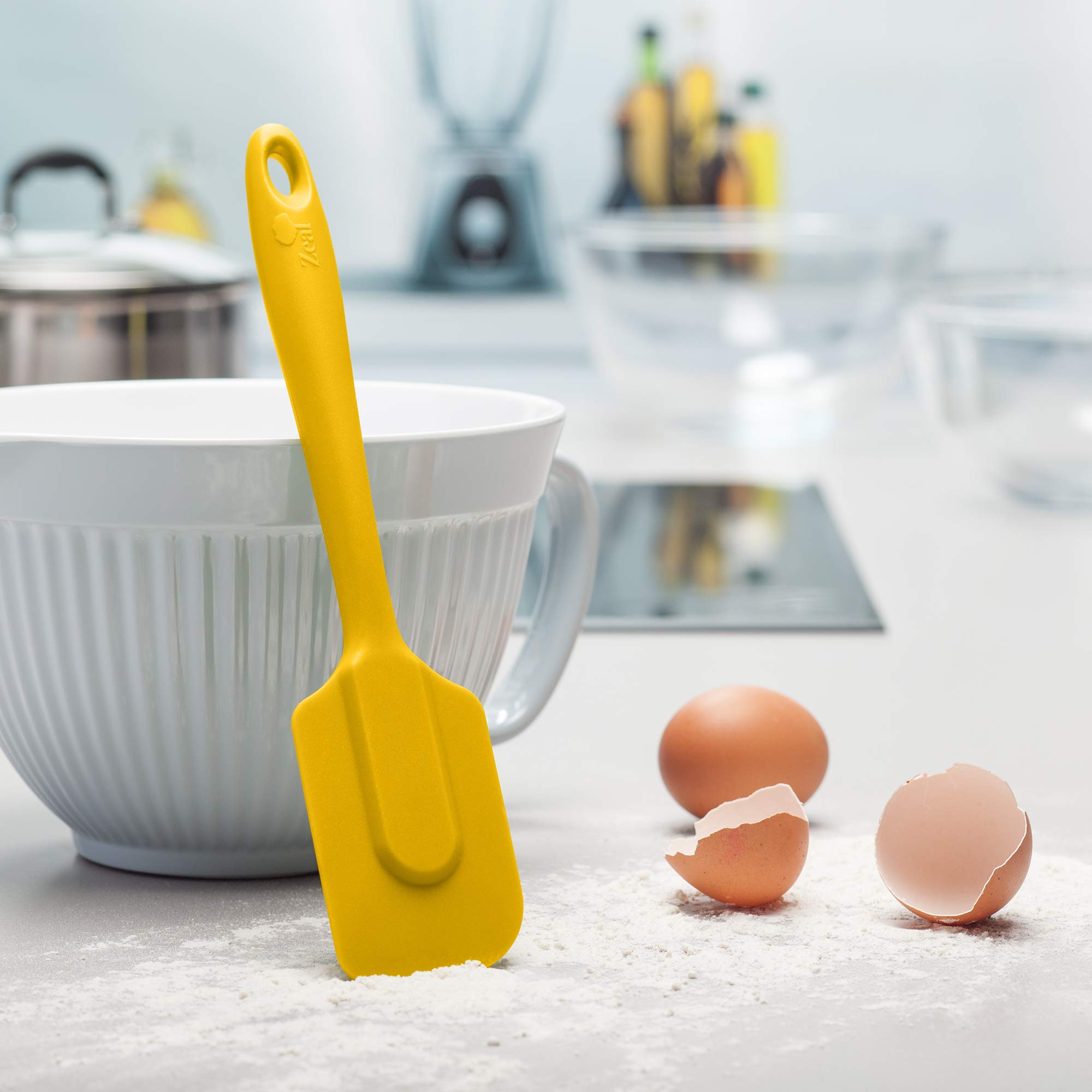 Zeal Silicone Non-Stick Cooking & Baking Spatula - 26cm Heat-Resistant Kitchen Utensil for Flipping, Scraping & Mixing - Mustard Yellow - Perfect for Pancakes, Eggs & Baking