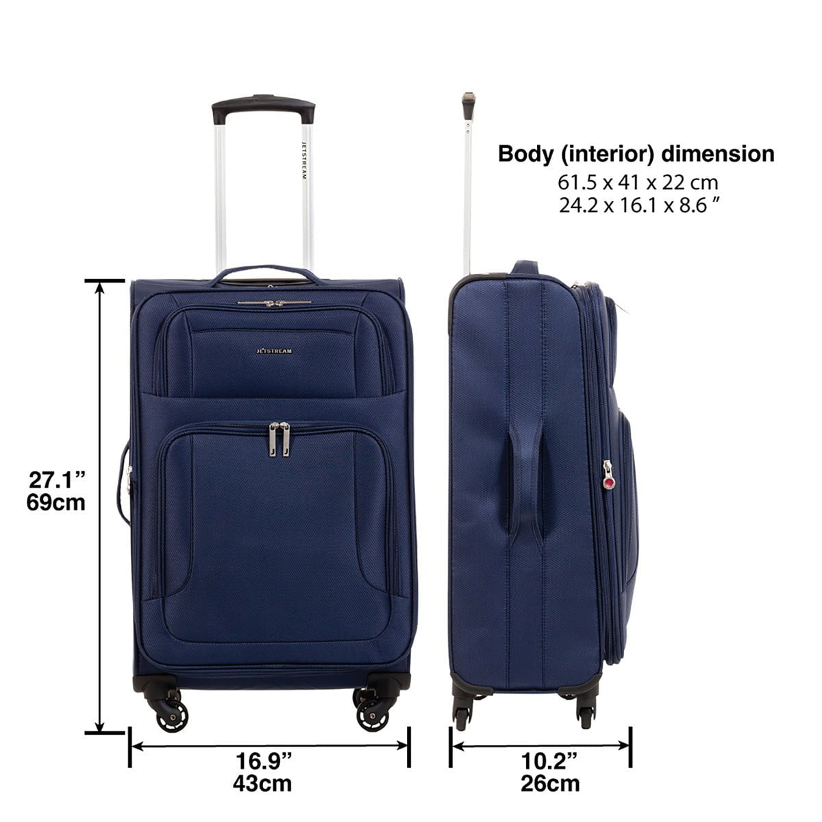 Jetstream 24 Inch Spinner Luggage - Lightweight Expandable Carry On Suitcase with 360° Wheels for Travel, Business Trips & Weekend Getaways
