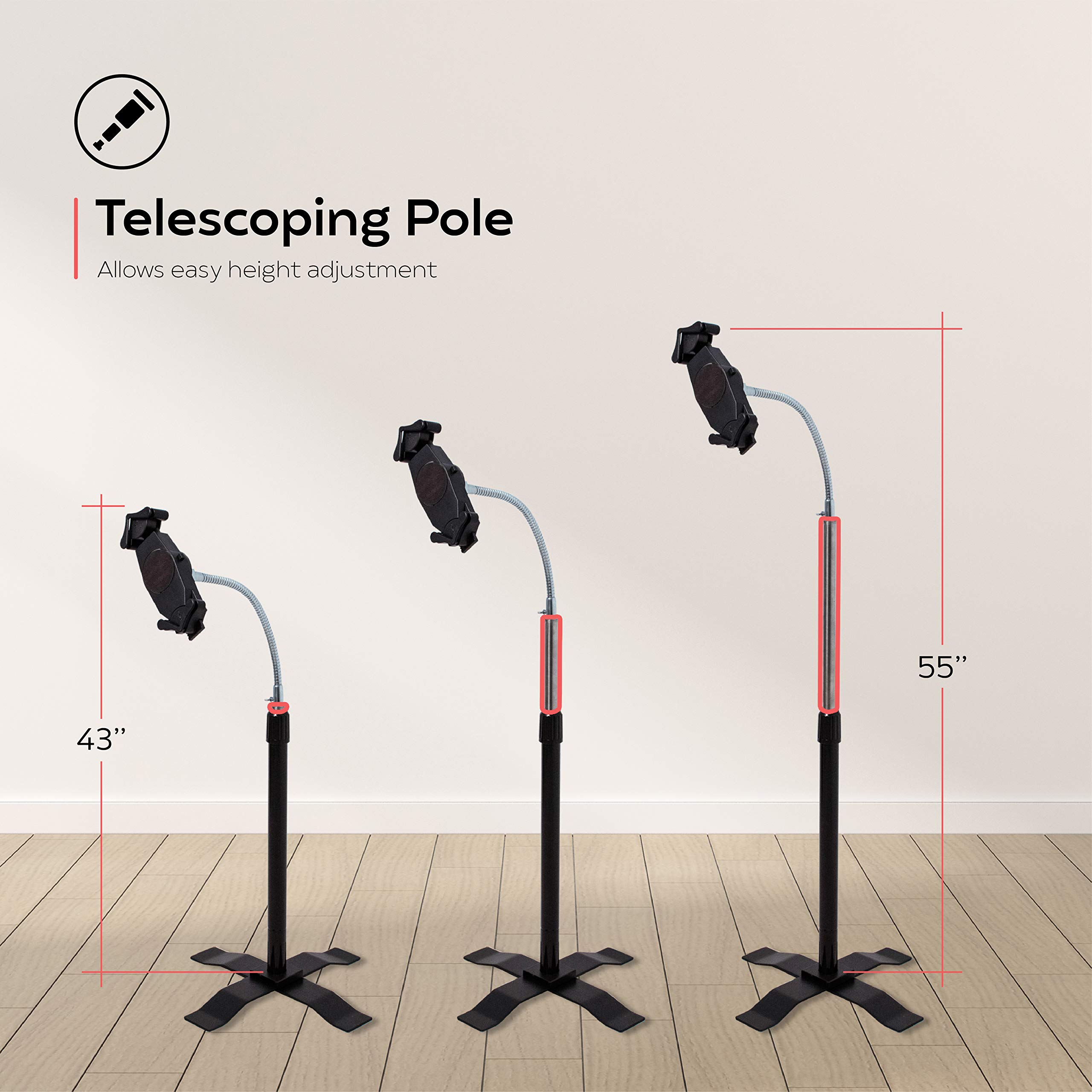 Adjustable Gooseneck Floor Stand for iPad 2/3 - CTA Digital PAD-AFS - Perfect for Home Office, Classroom & Hands-Free Viewing