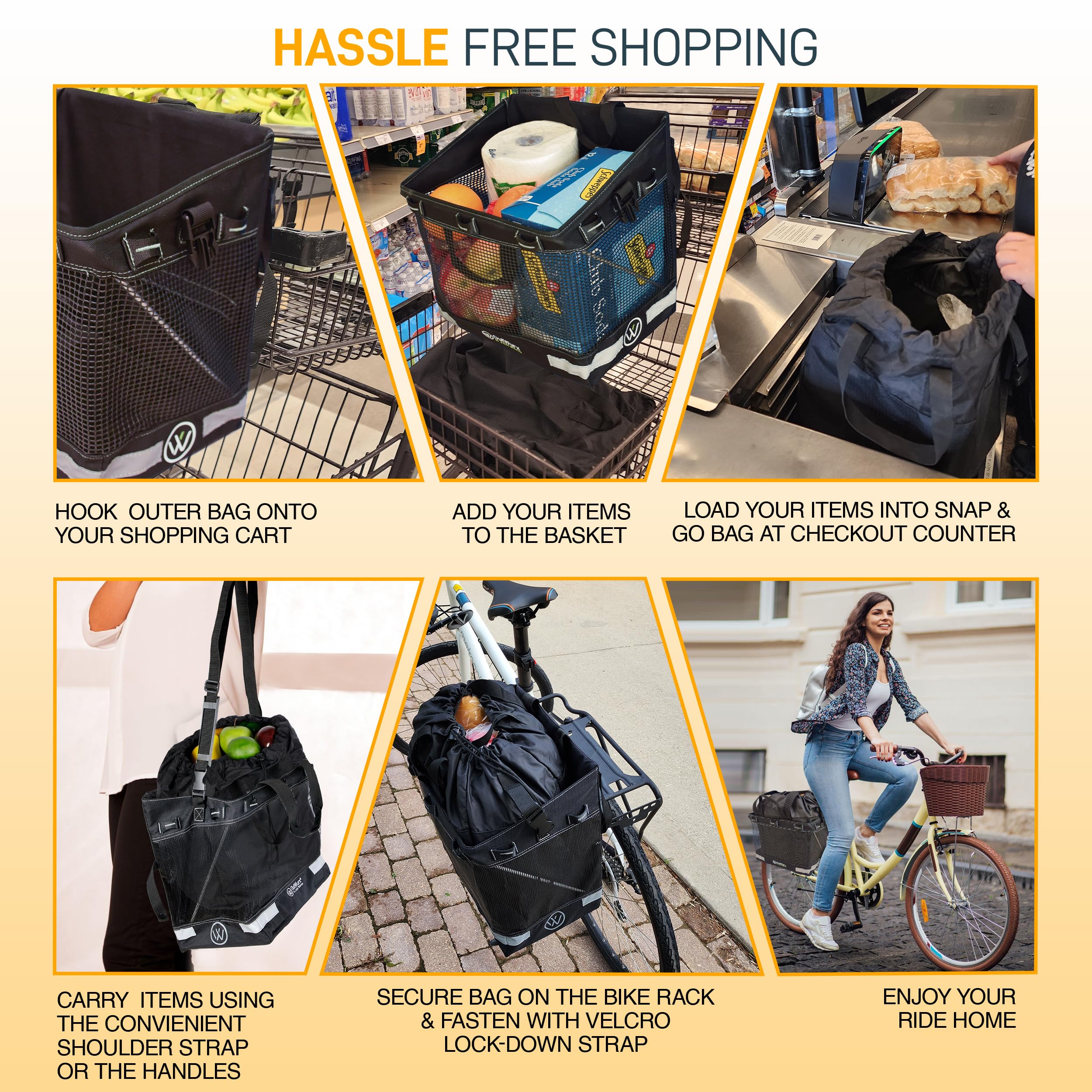 Waterproof Bike Panniers & Ebike Grocery Bags - 22.5L & 45L Detachable Rear Rack Baskets with Foldable Design - Quick Installation for Commuting, Shopping & Outdoor Adventures